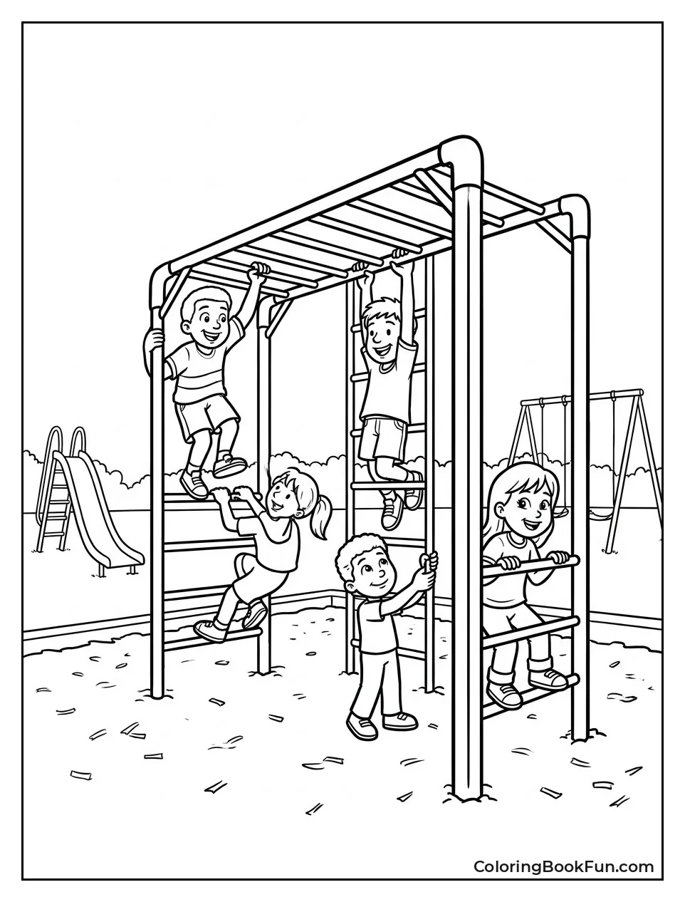 Kids Climbing on Jungle Gym