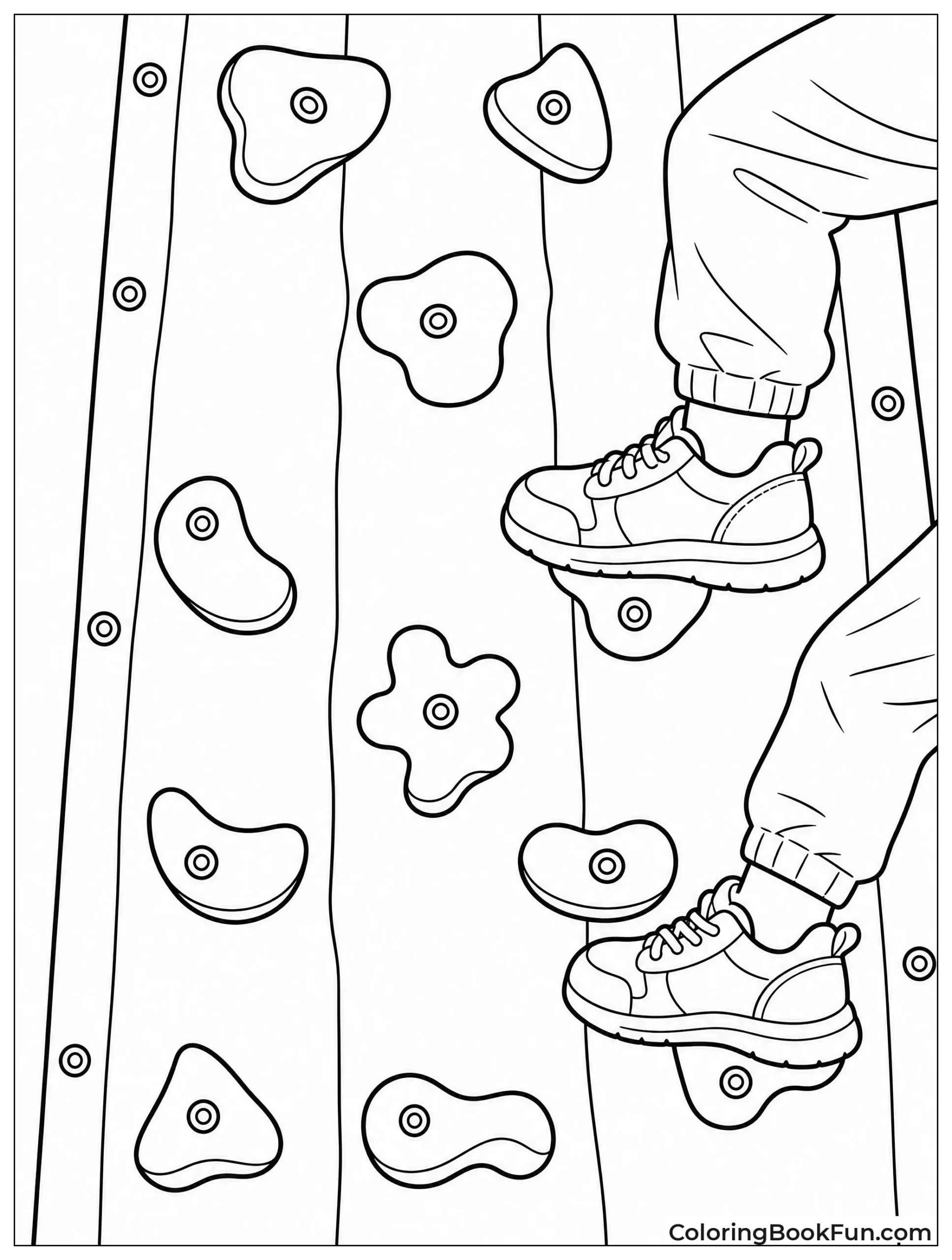 Child Climbing Colorful Wall Holds
