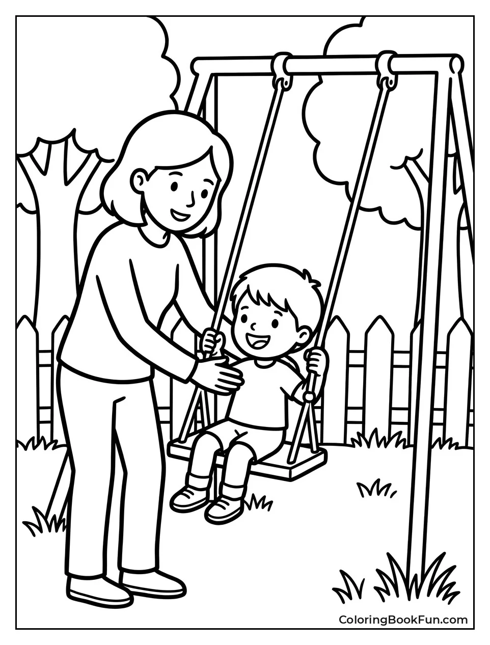 Parent Pushing Child on Swing