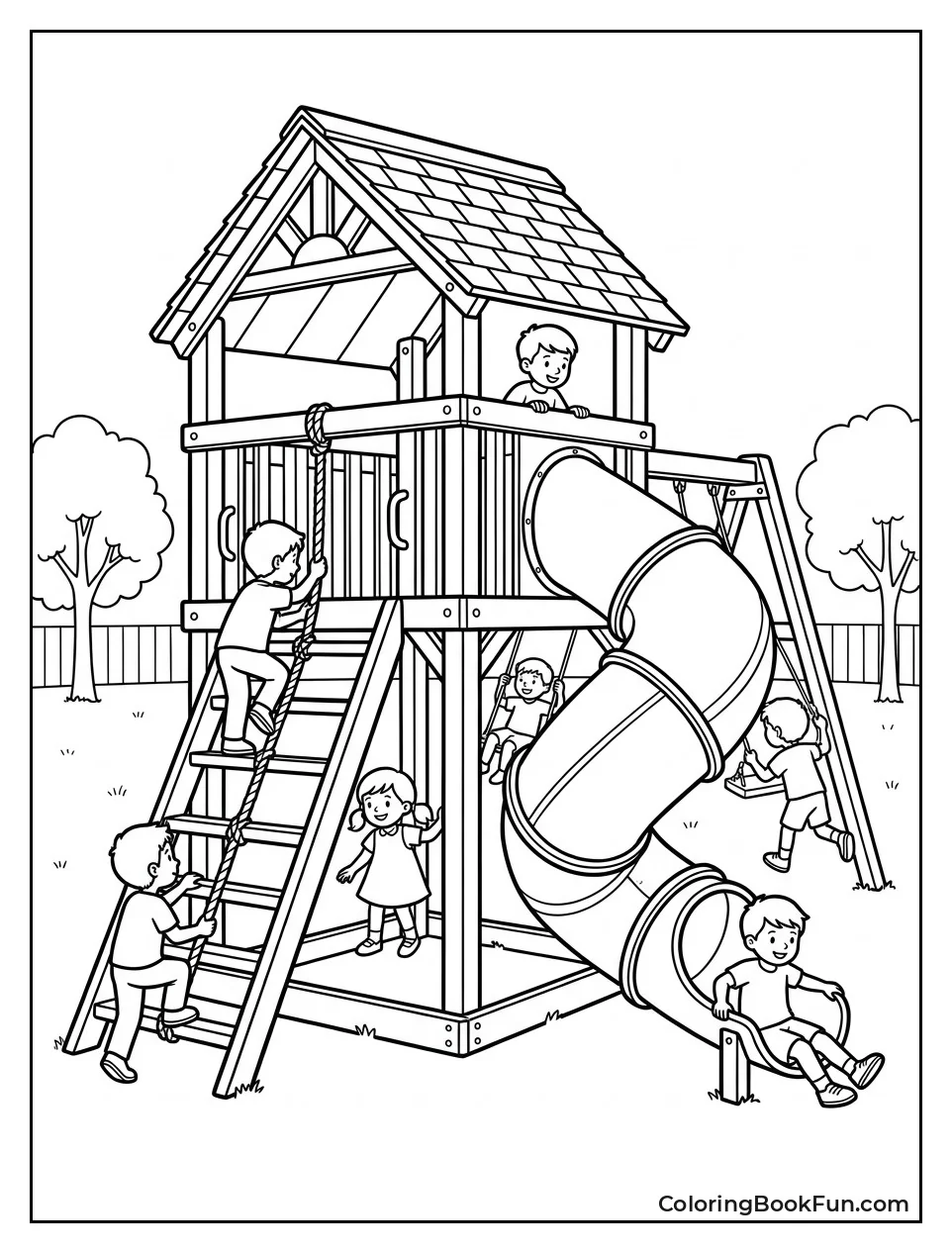 Wooden Play Structure with Roof