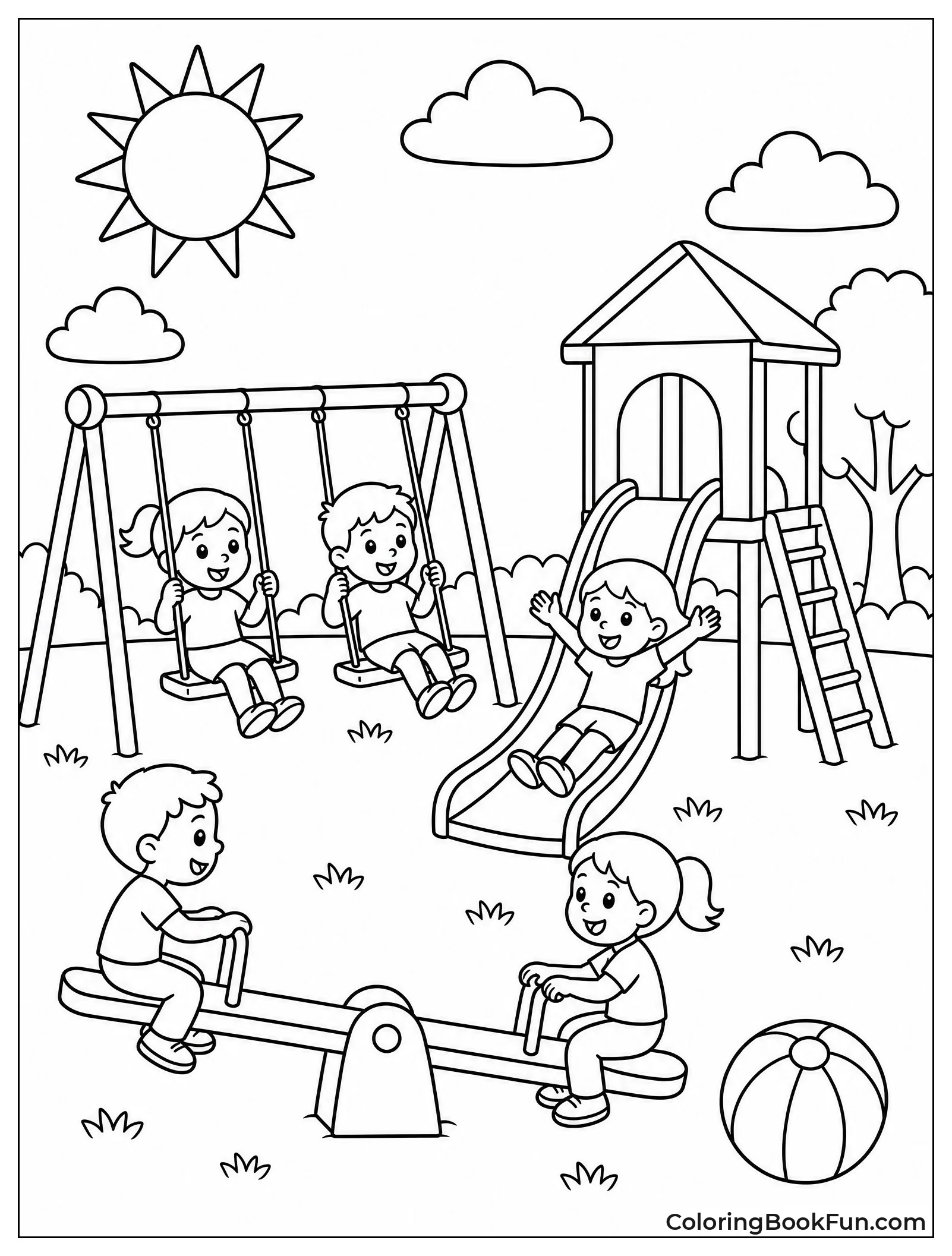 Kids Playing on Sunny Day