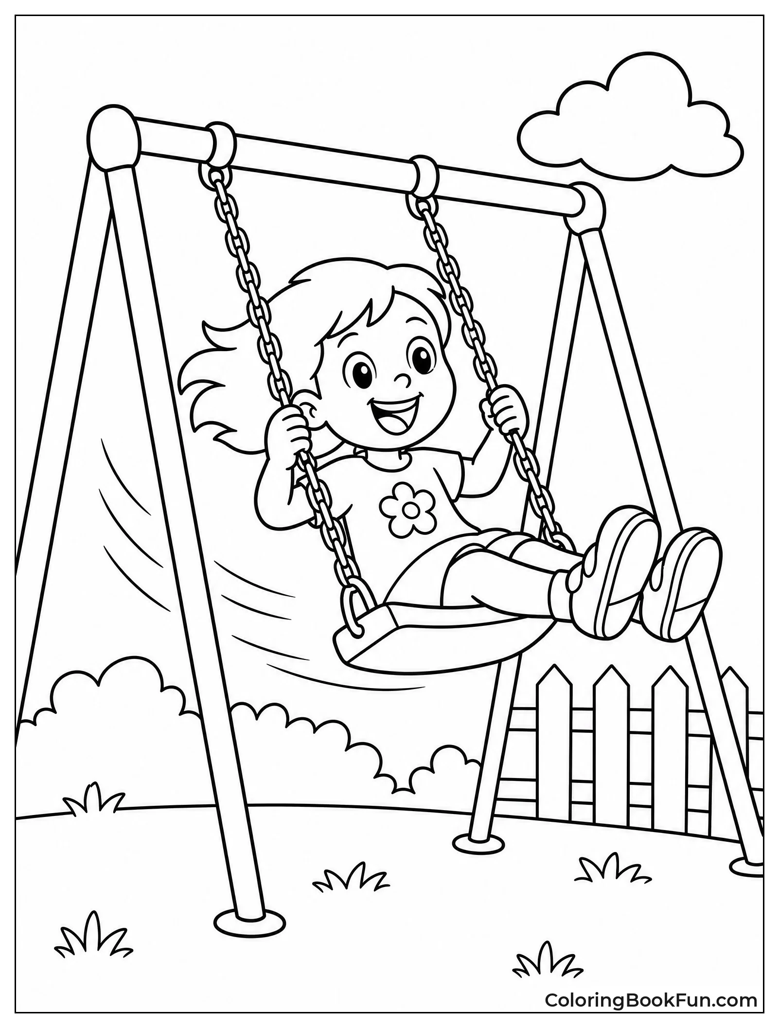 Child Swinging with Motion Lines