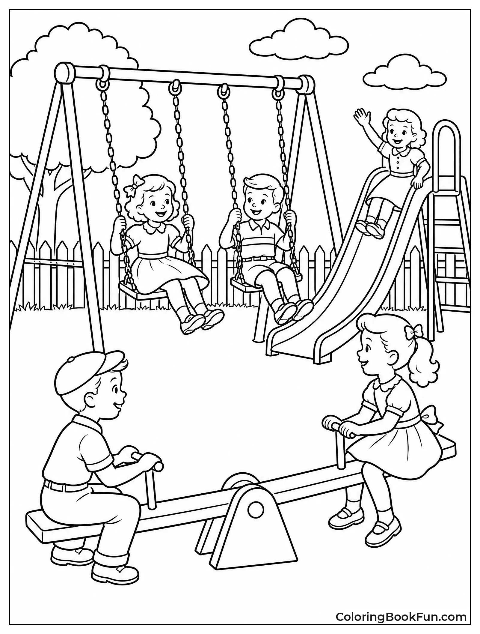 Vintage Kids on Iron Swings
