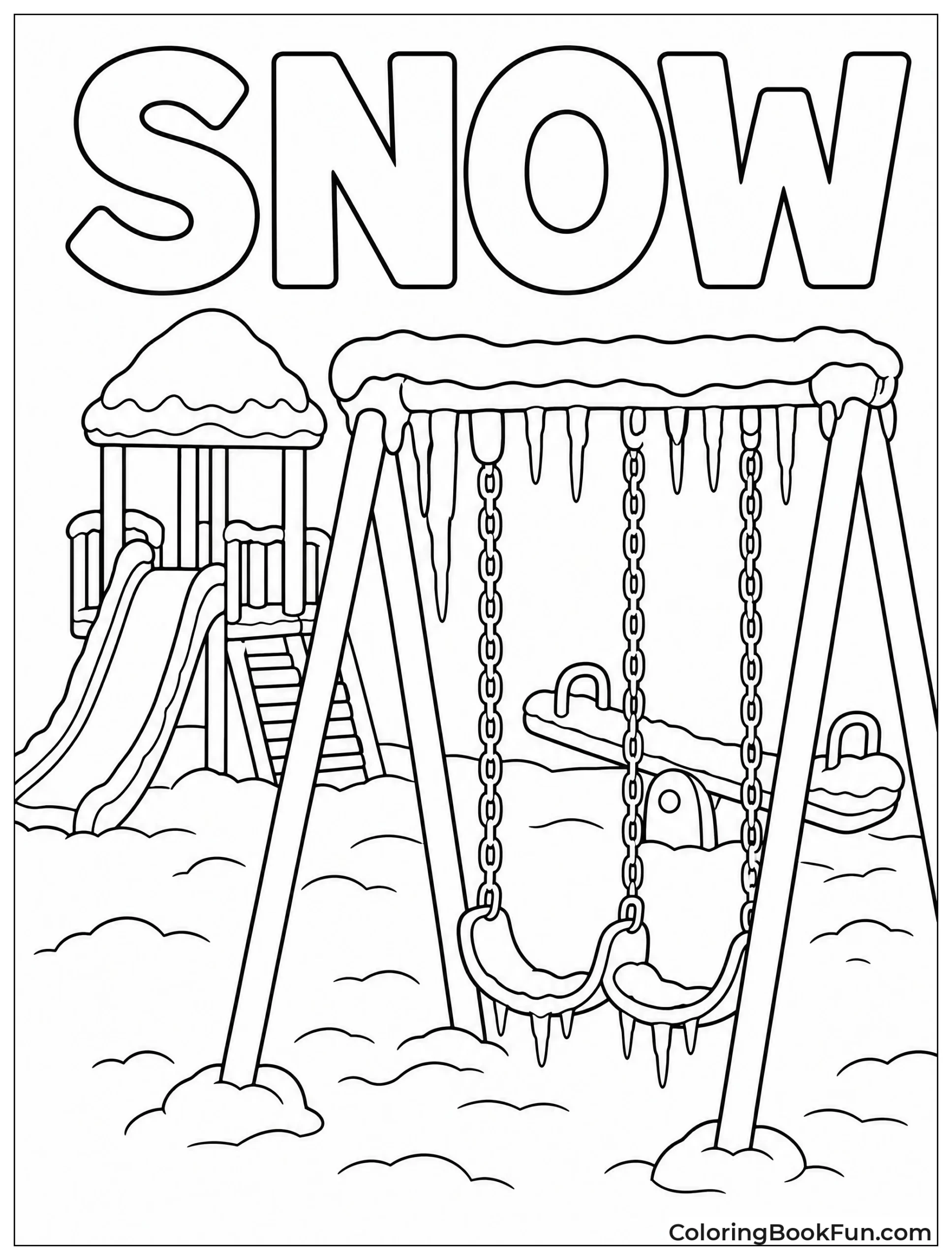 Snow Covered Playground Slide