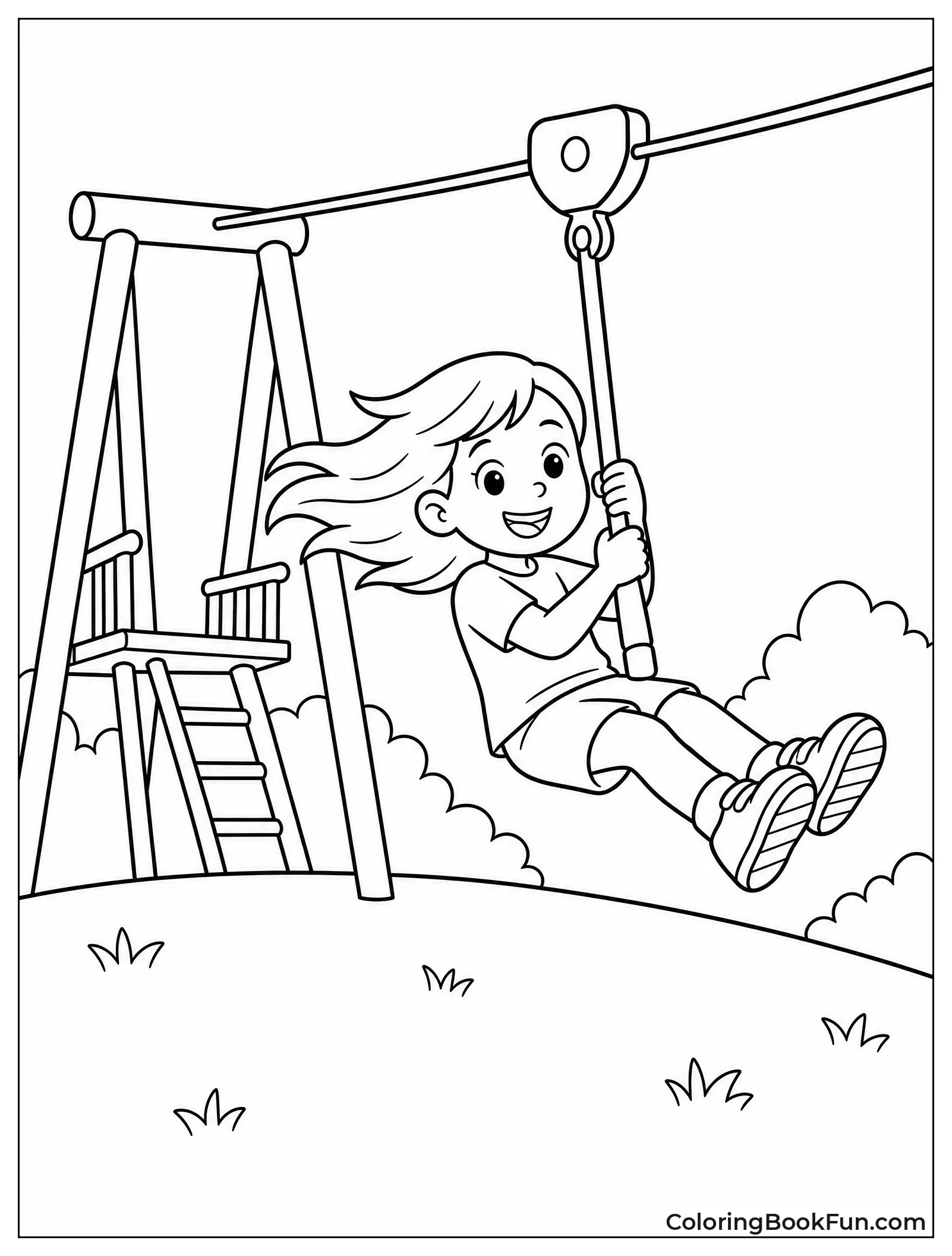 Kid Gliding on Zip Line