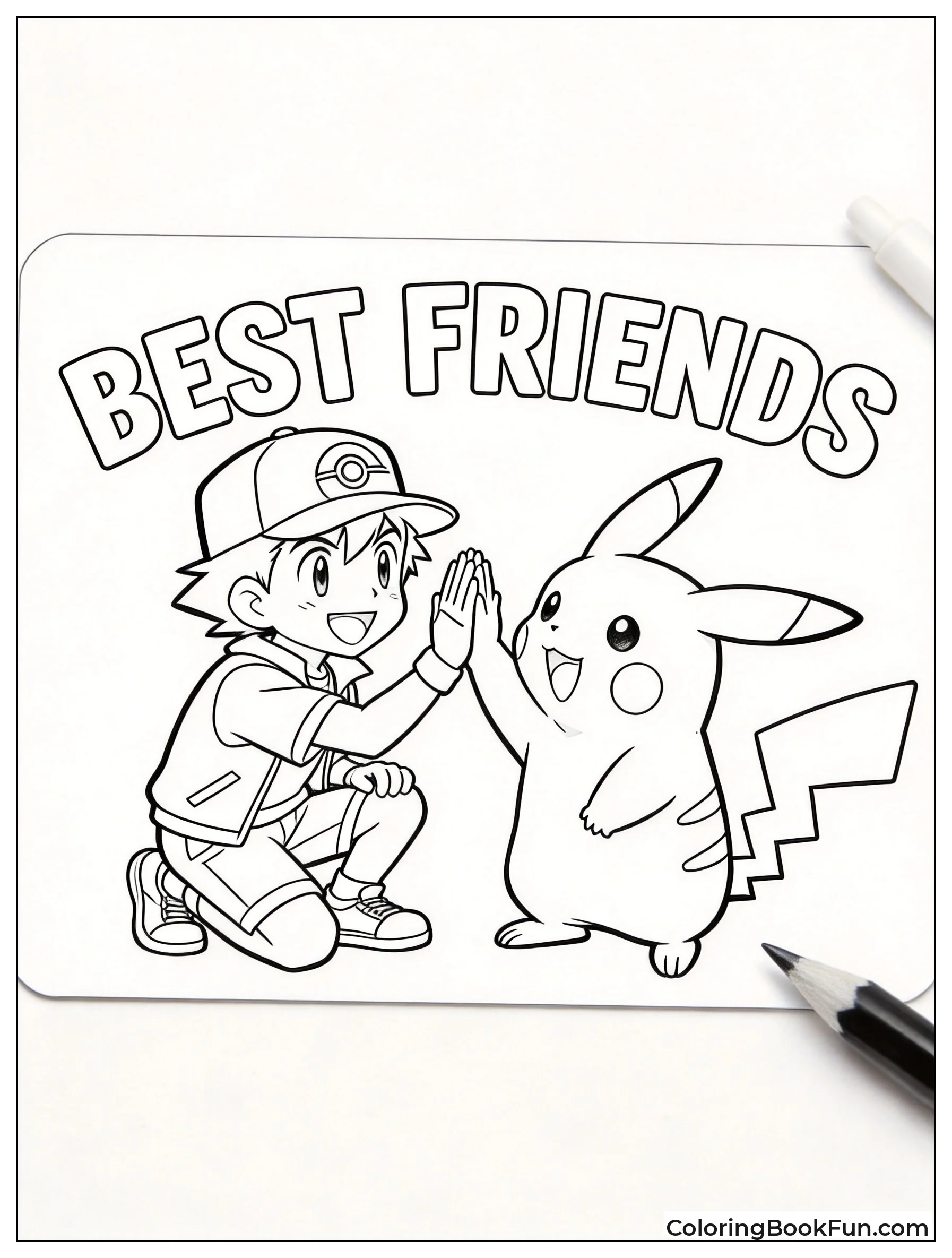 Ash High Fiving Pikachu