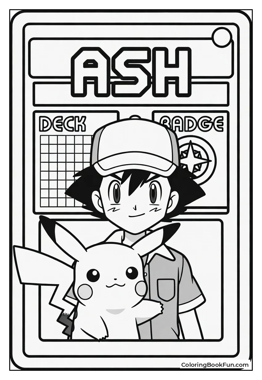 Ash Holding Pikachu on Card
