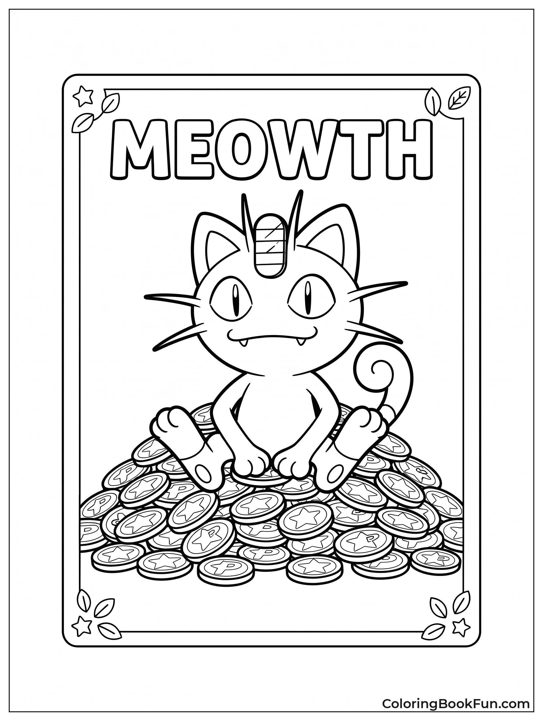 Meowth Sitting on Gold Coins