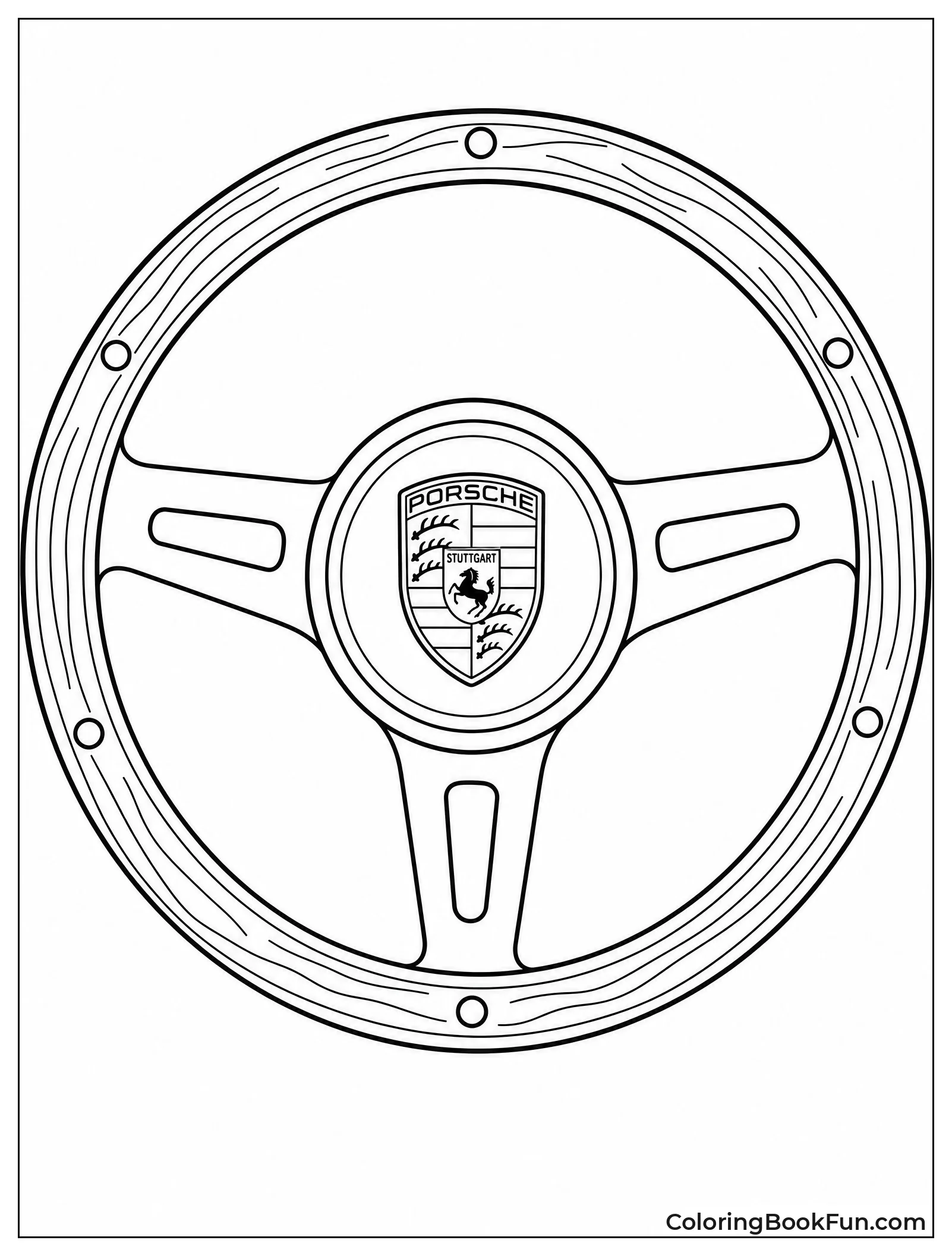 Vintage Wooden Steering Wheel Detail