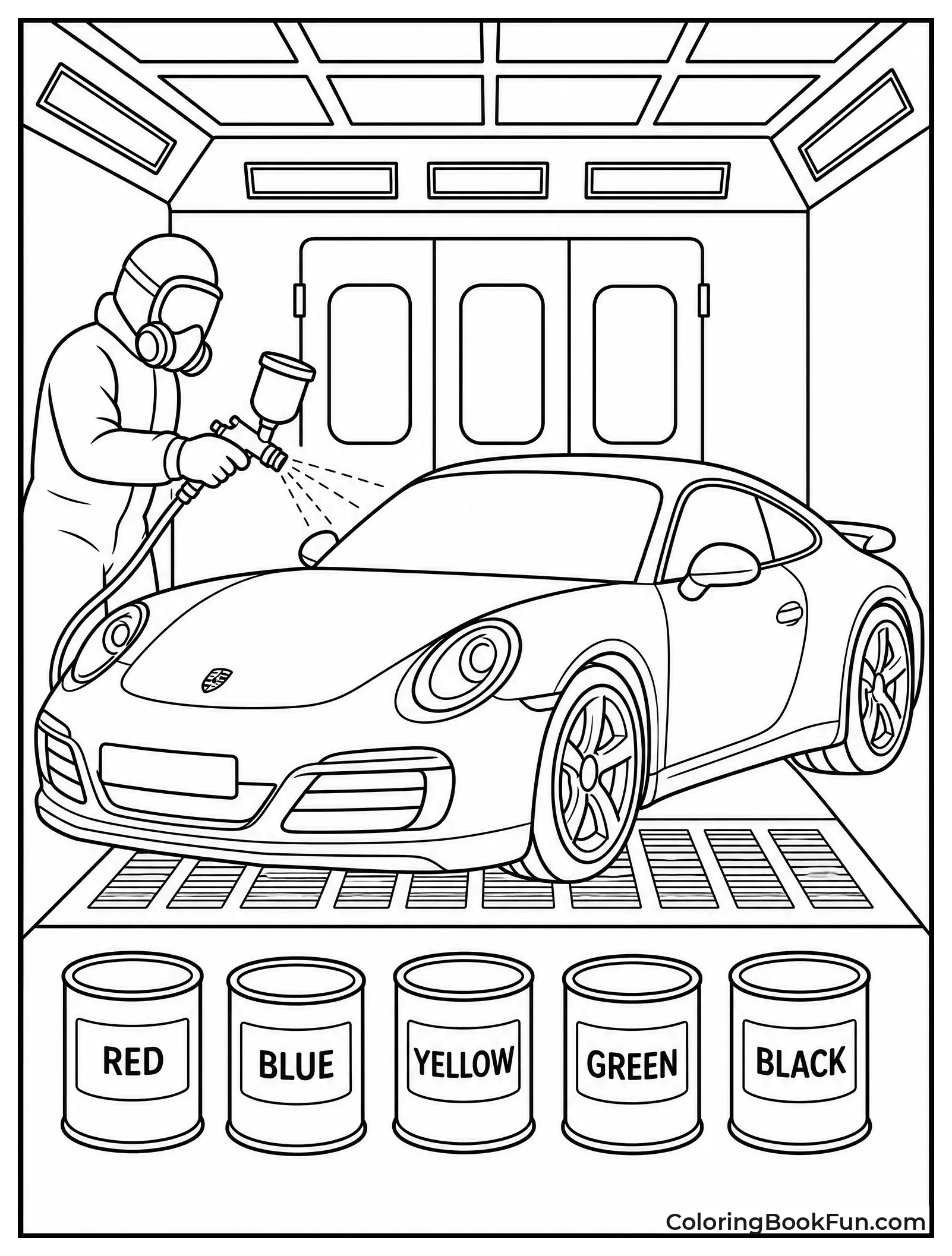 Worker Sprays Paint On Porsche