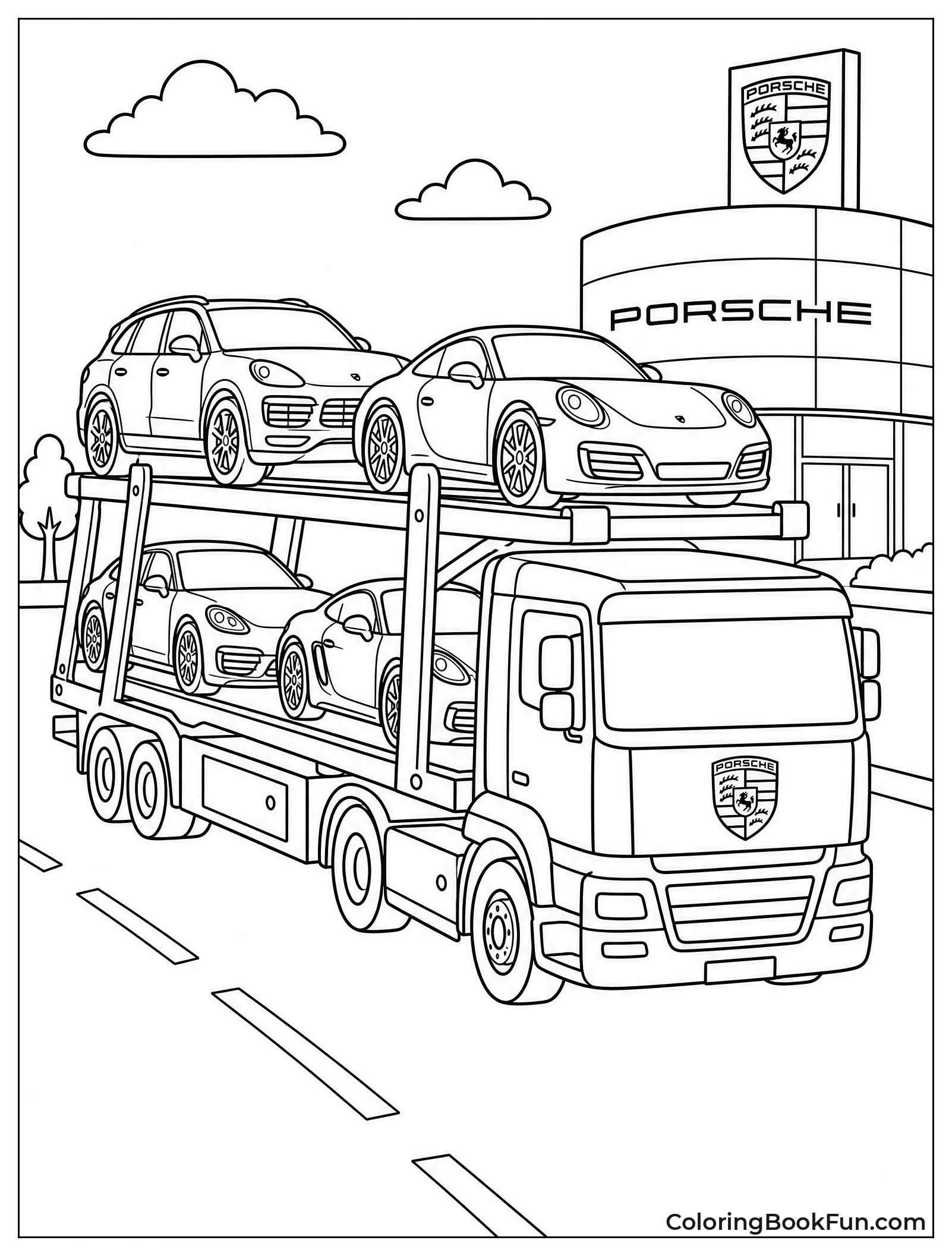 Truck Carries Four Porsches Away