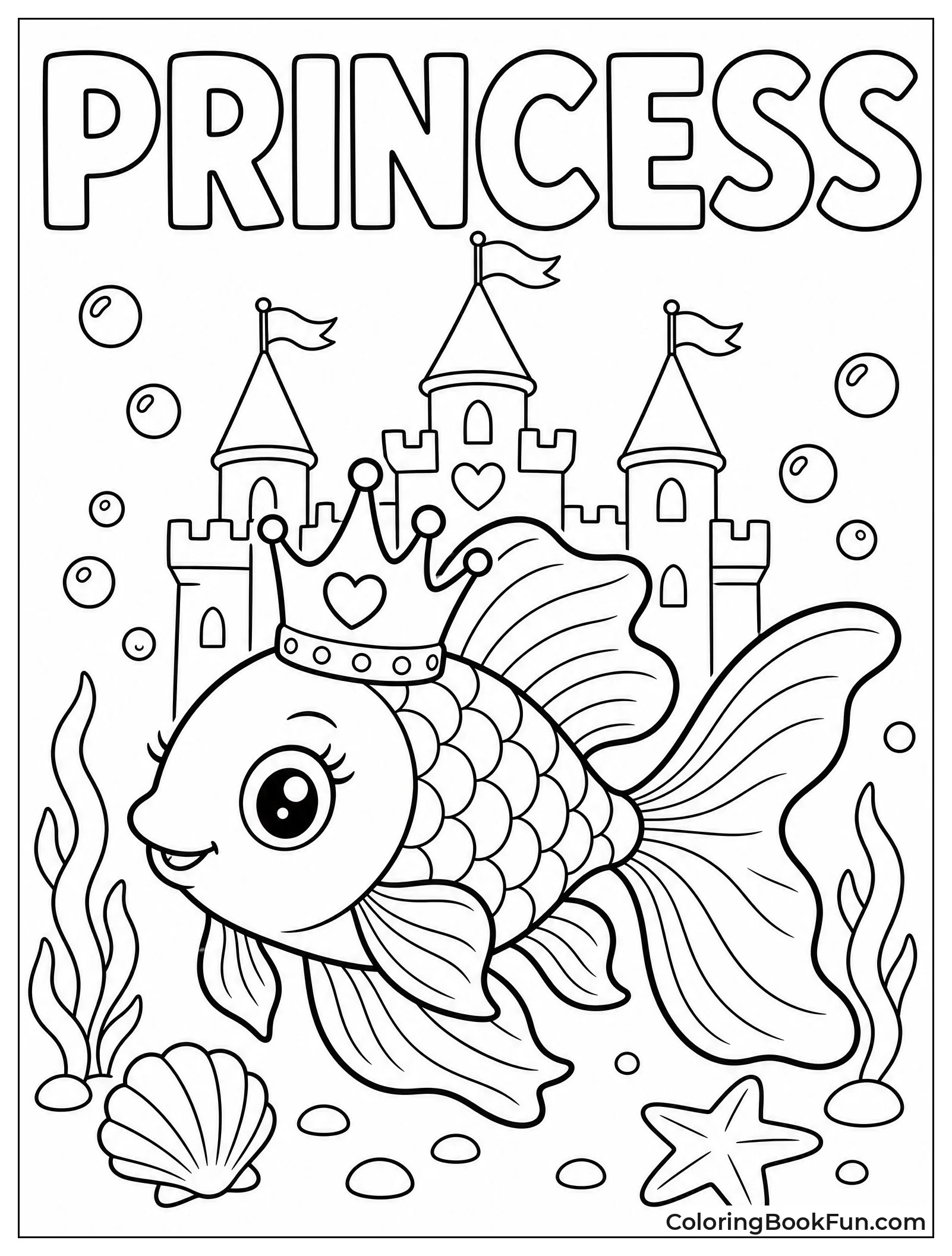 Princess Goldfish Swims By Castle