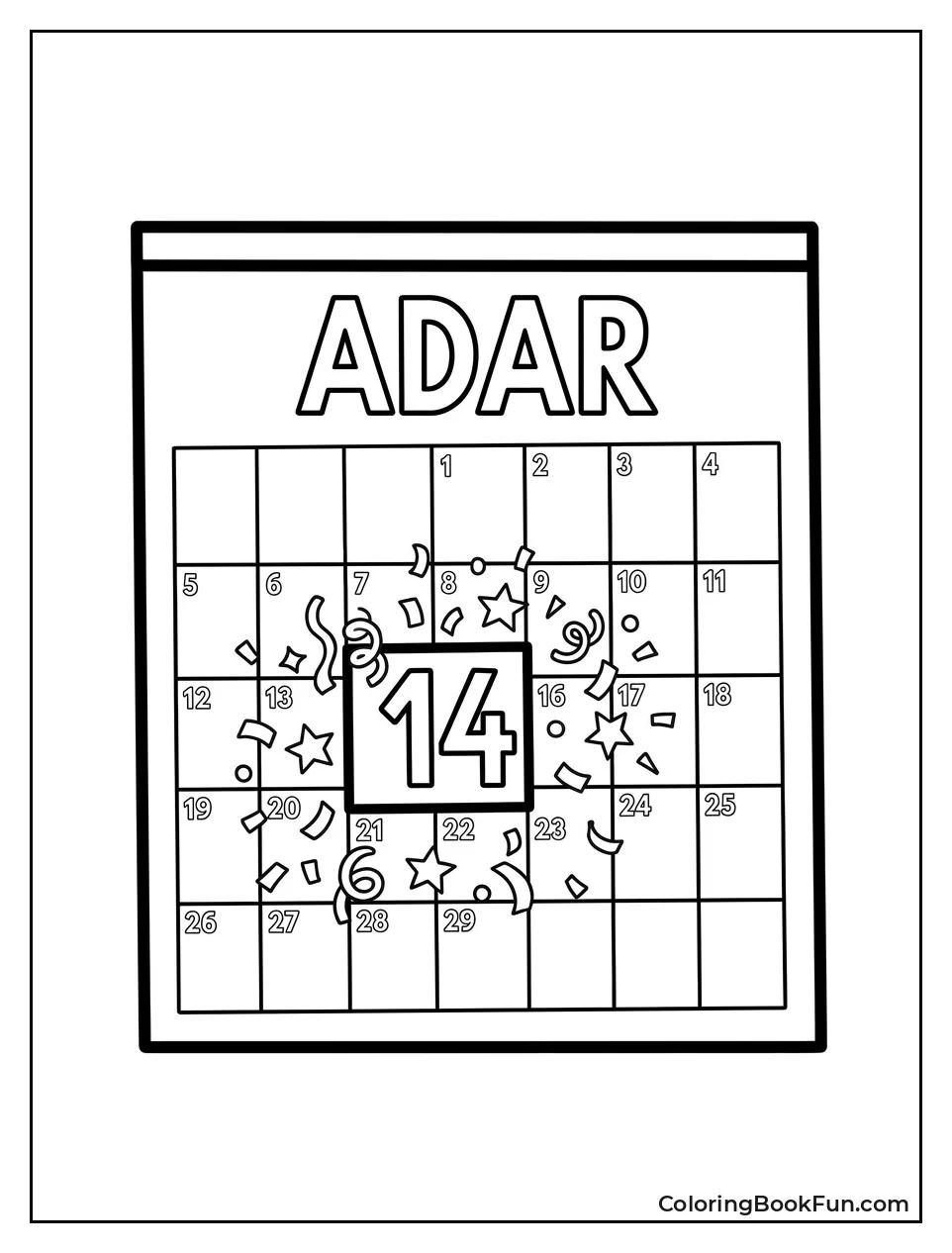 Calendar Shows Purim in Adar