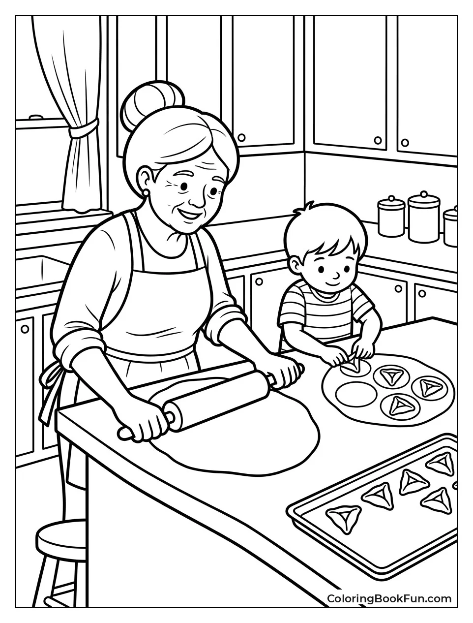 Grandma and Child Bake Hamantaschen