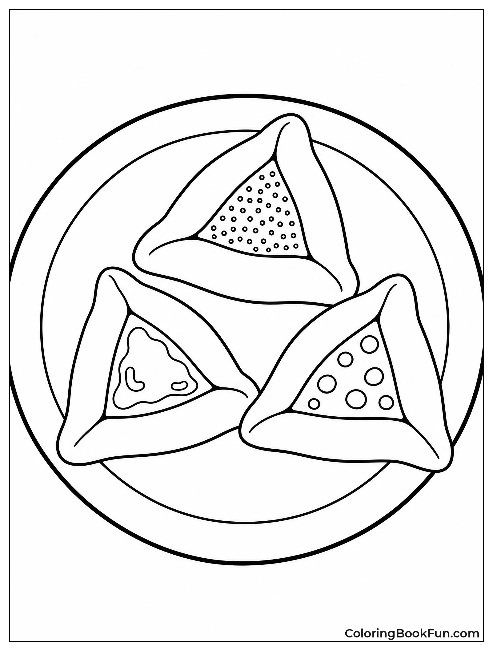Three Hamantaschen Sit on Plate