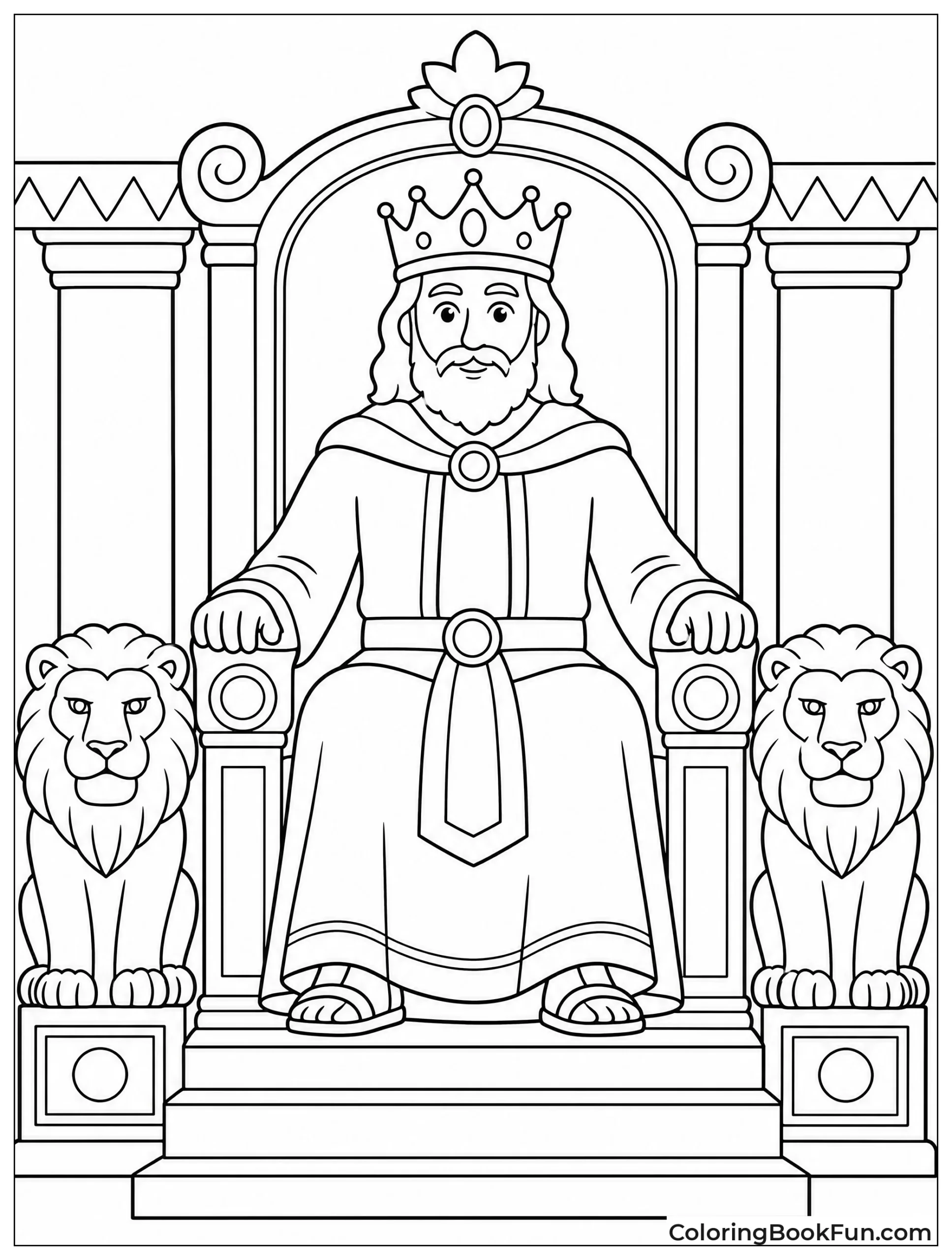 King Sits on Ornate Throne