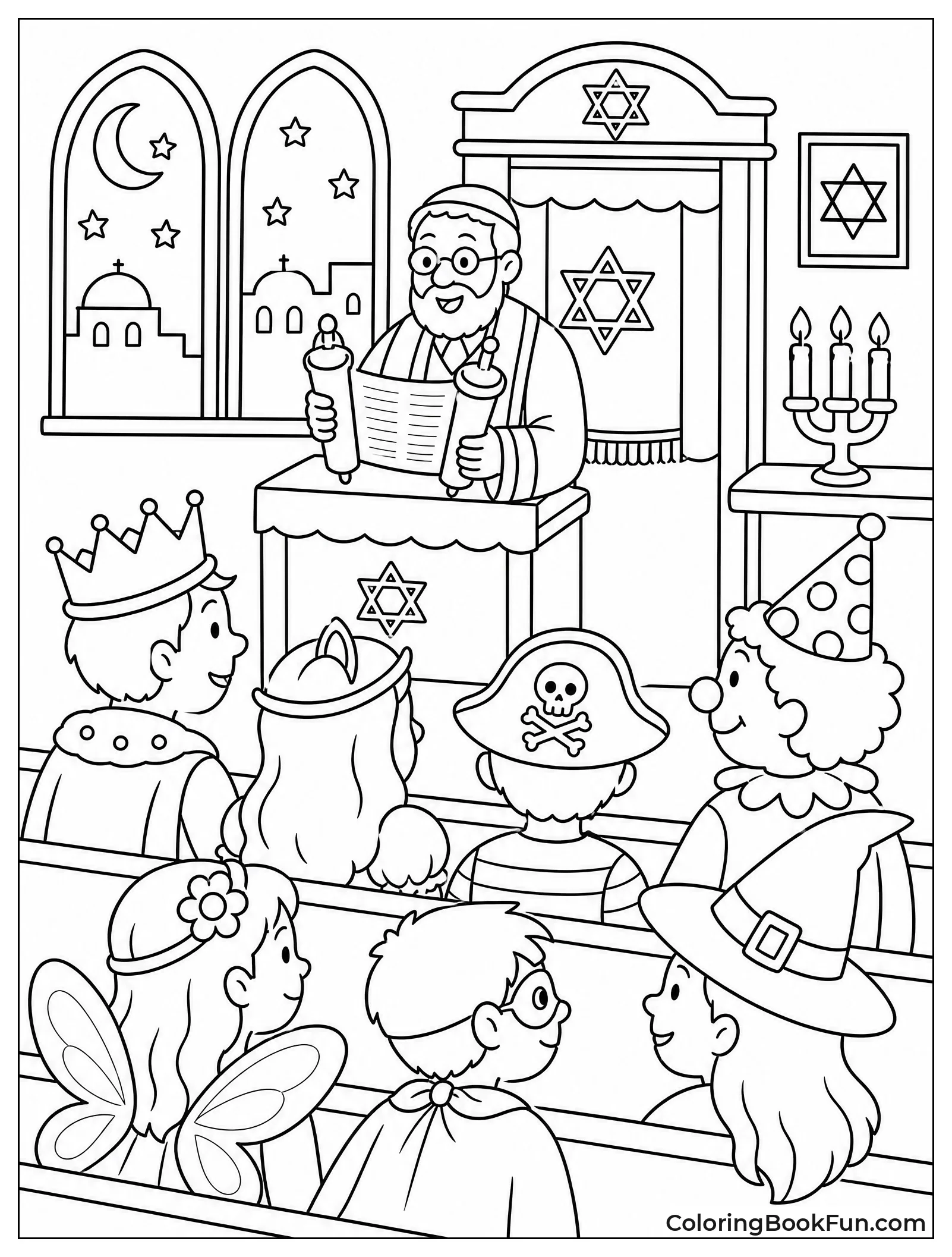 People Listen to Megillah at Night