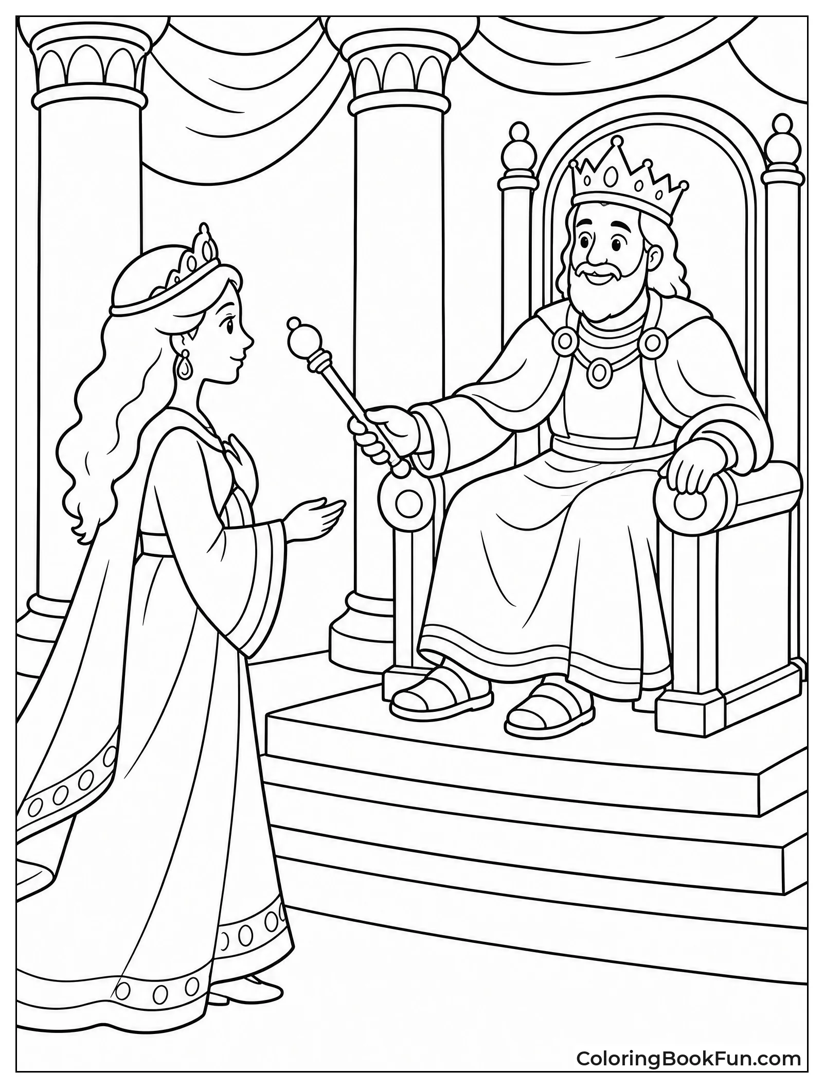 King Extends Golden Scepter