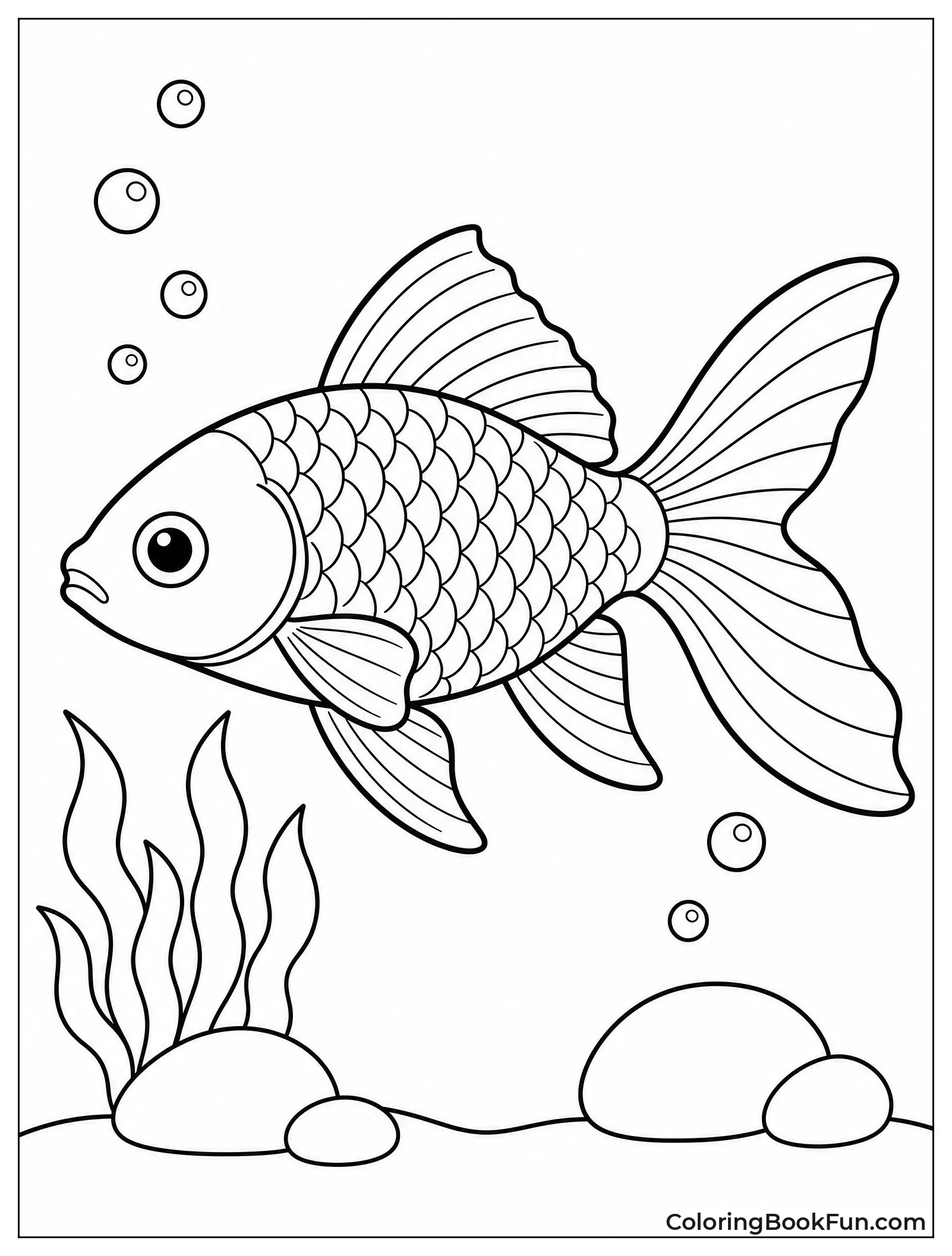 Realistic Common Goldfish In Profile