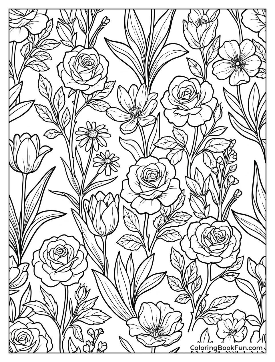 Flowers Repeating in Tile Pattern