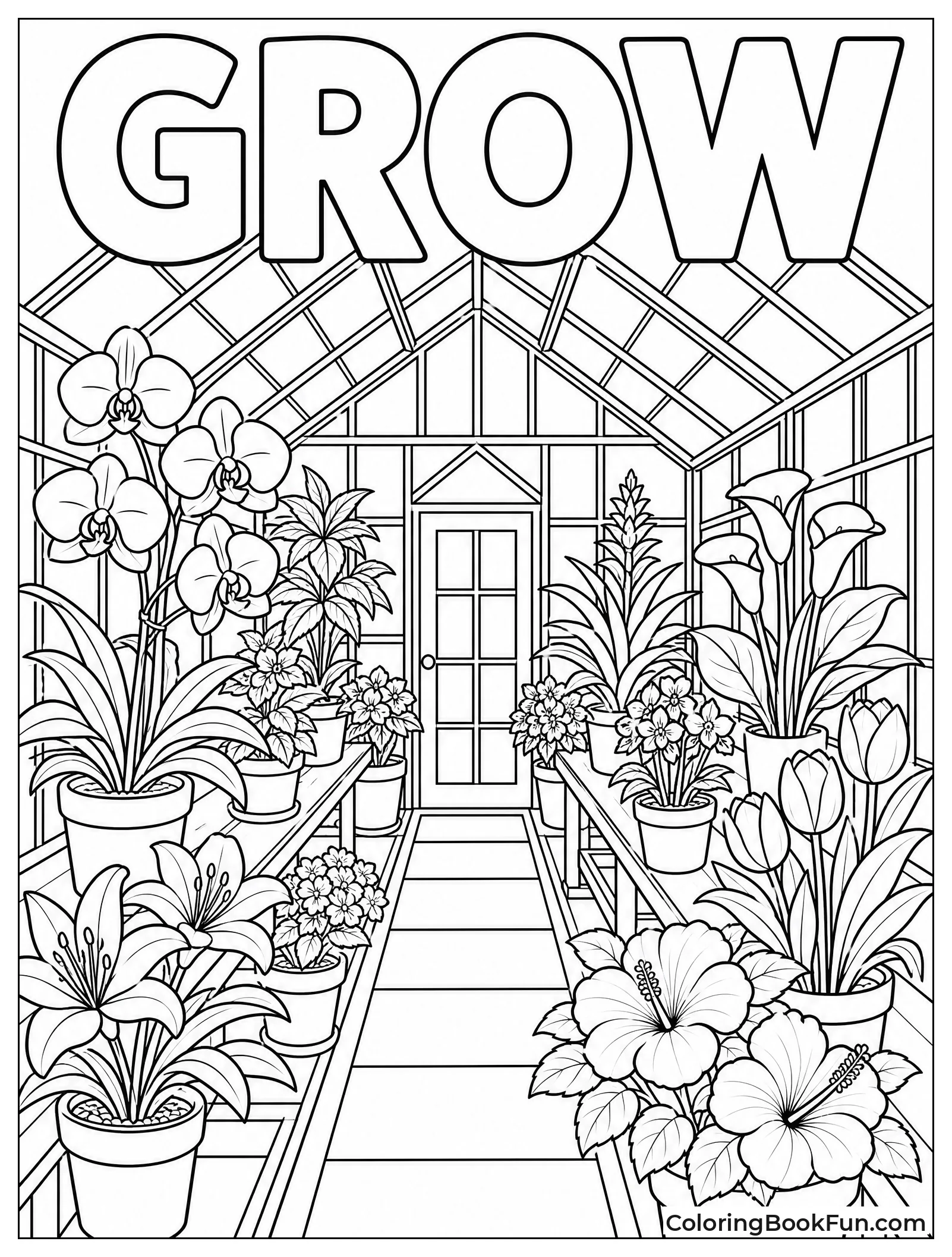 Potted Flowers Inside Greenhouse