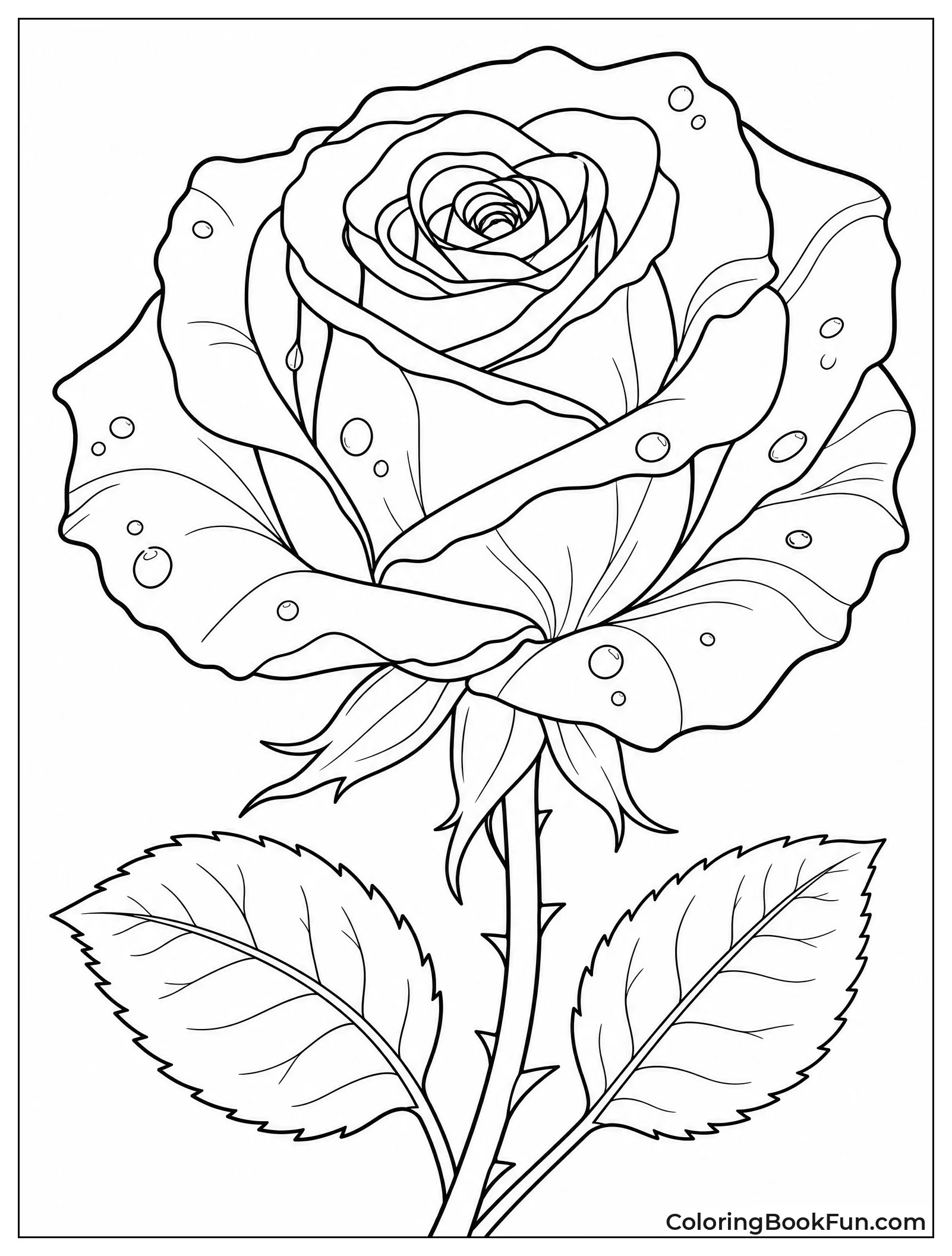 Detailed Rose with Dew Drops
