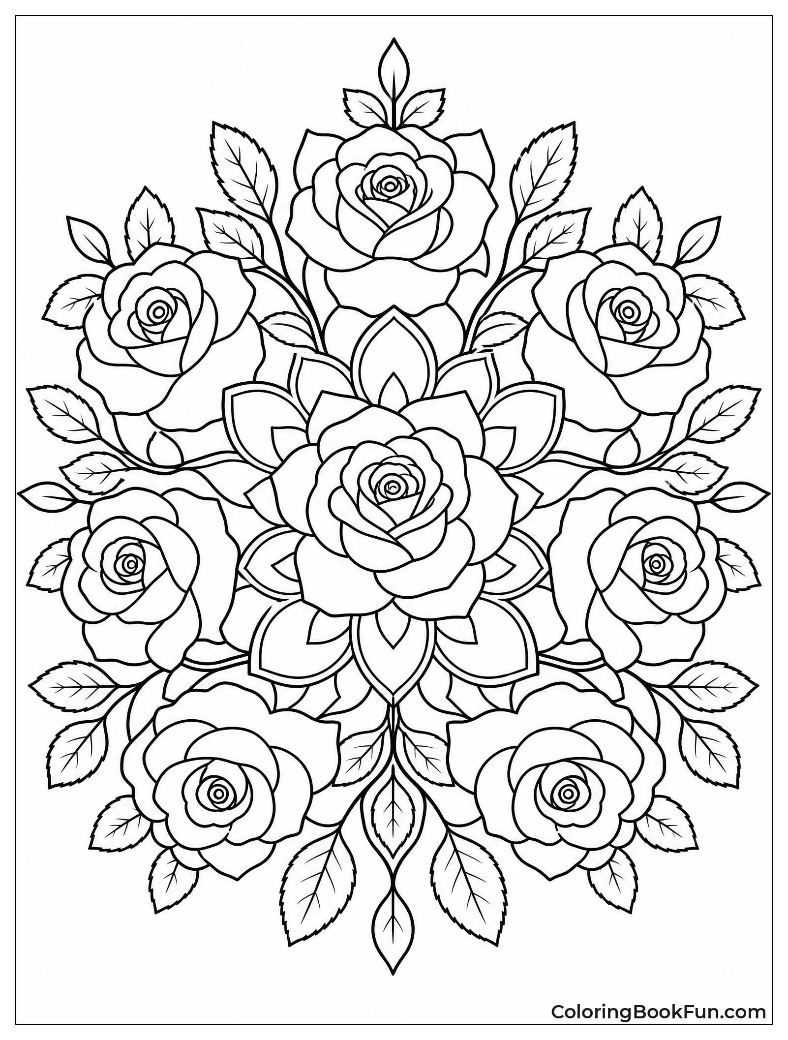 Roses Creating Symmetrical Mandala