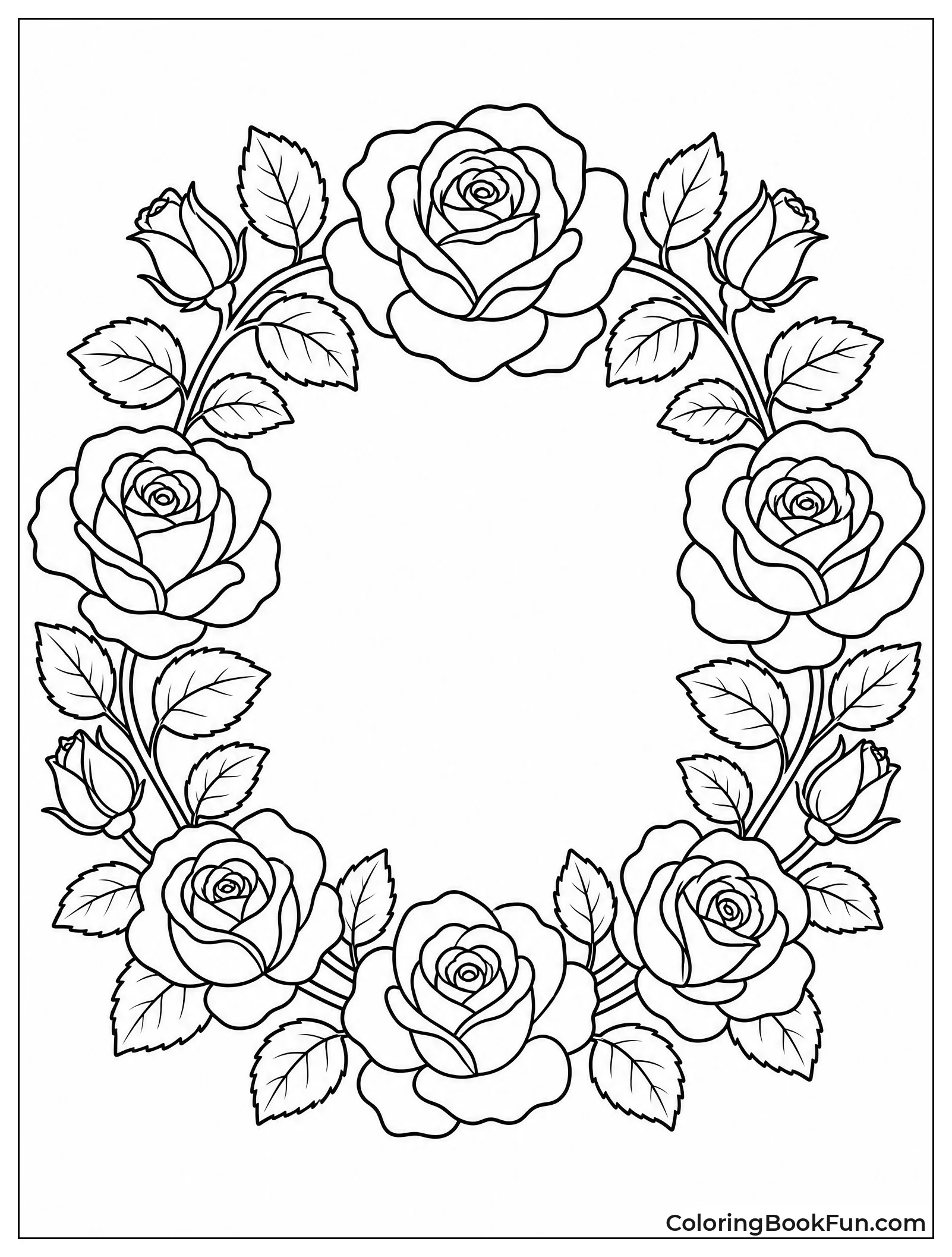 Roses Forming Circular Wreath Border