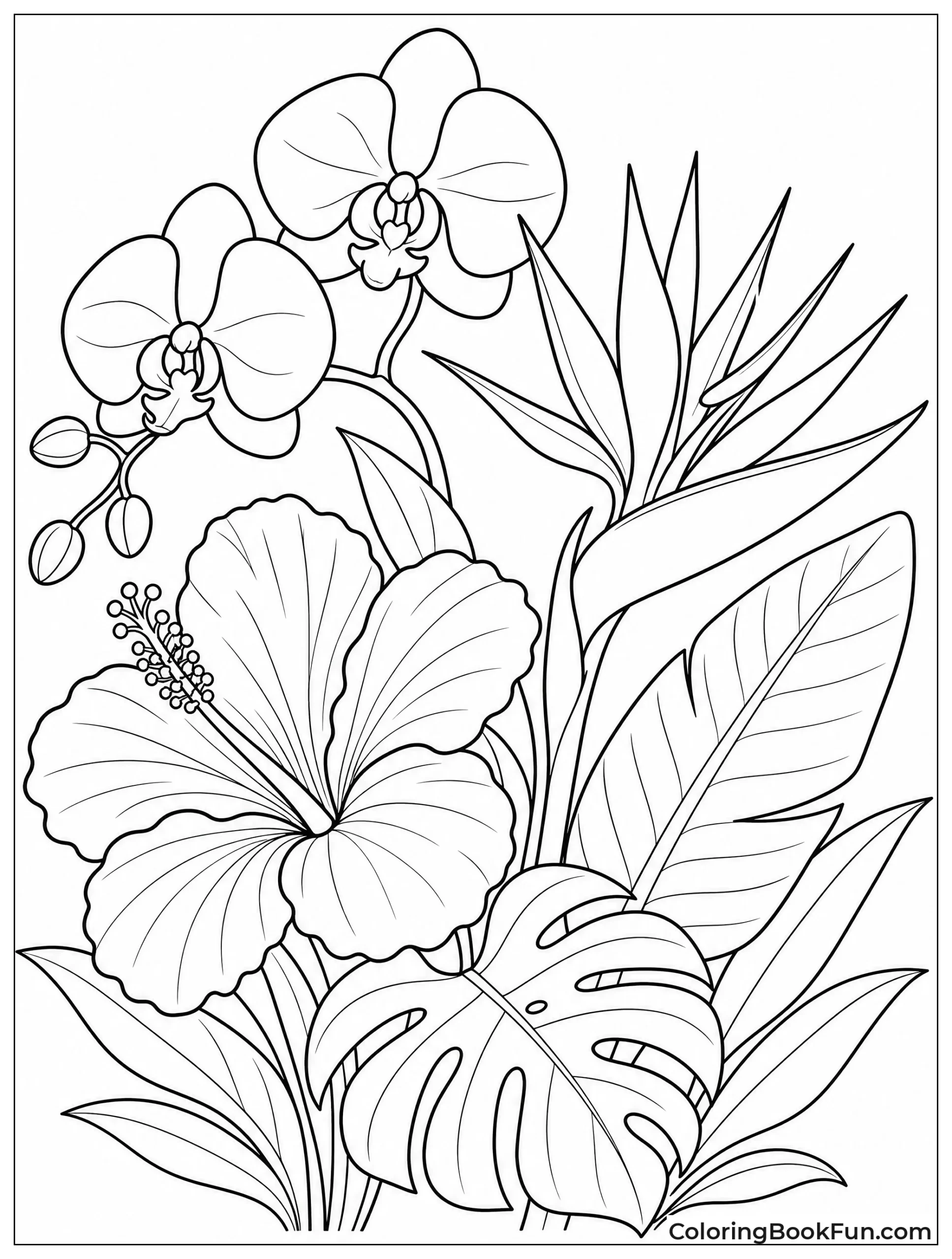Tropical Flowers Swaying in the Breeze