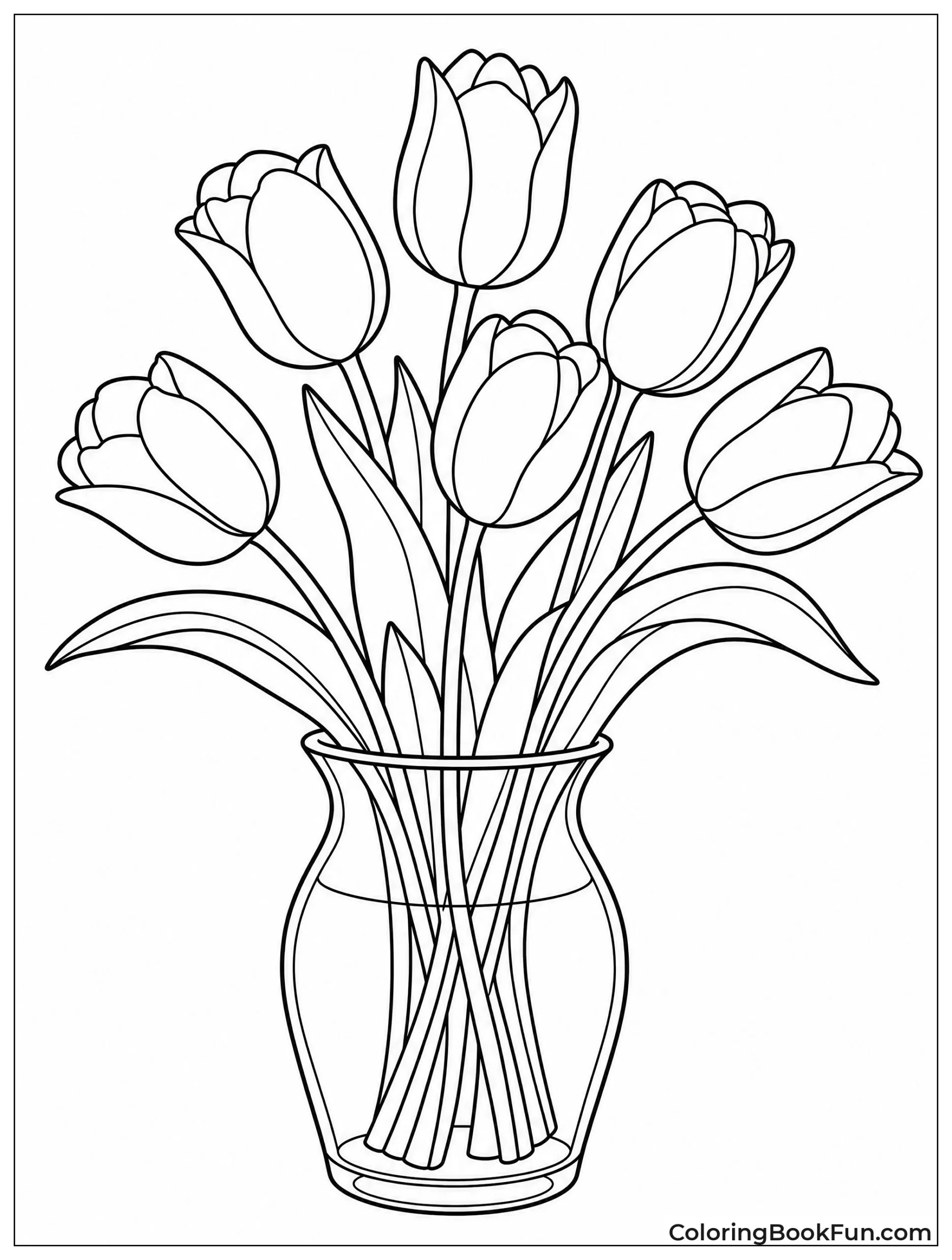 Tulips Standing Tall in Glass Vase