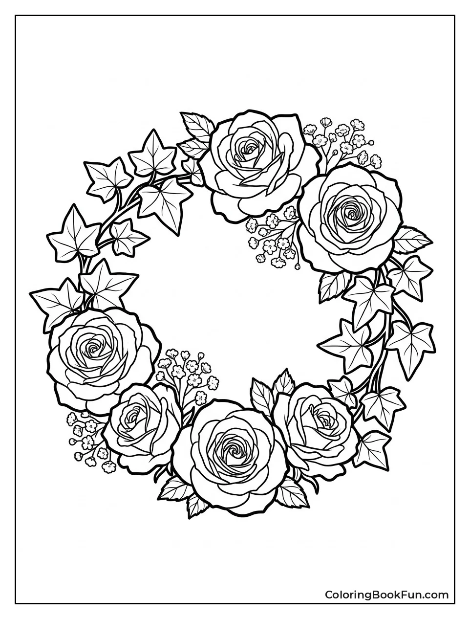 Roses and Ivy Form a Wreath