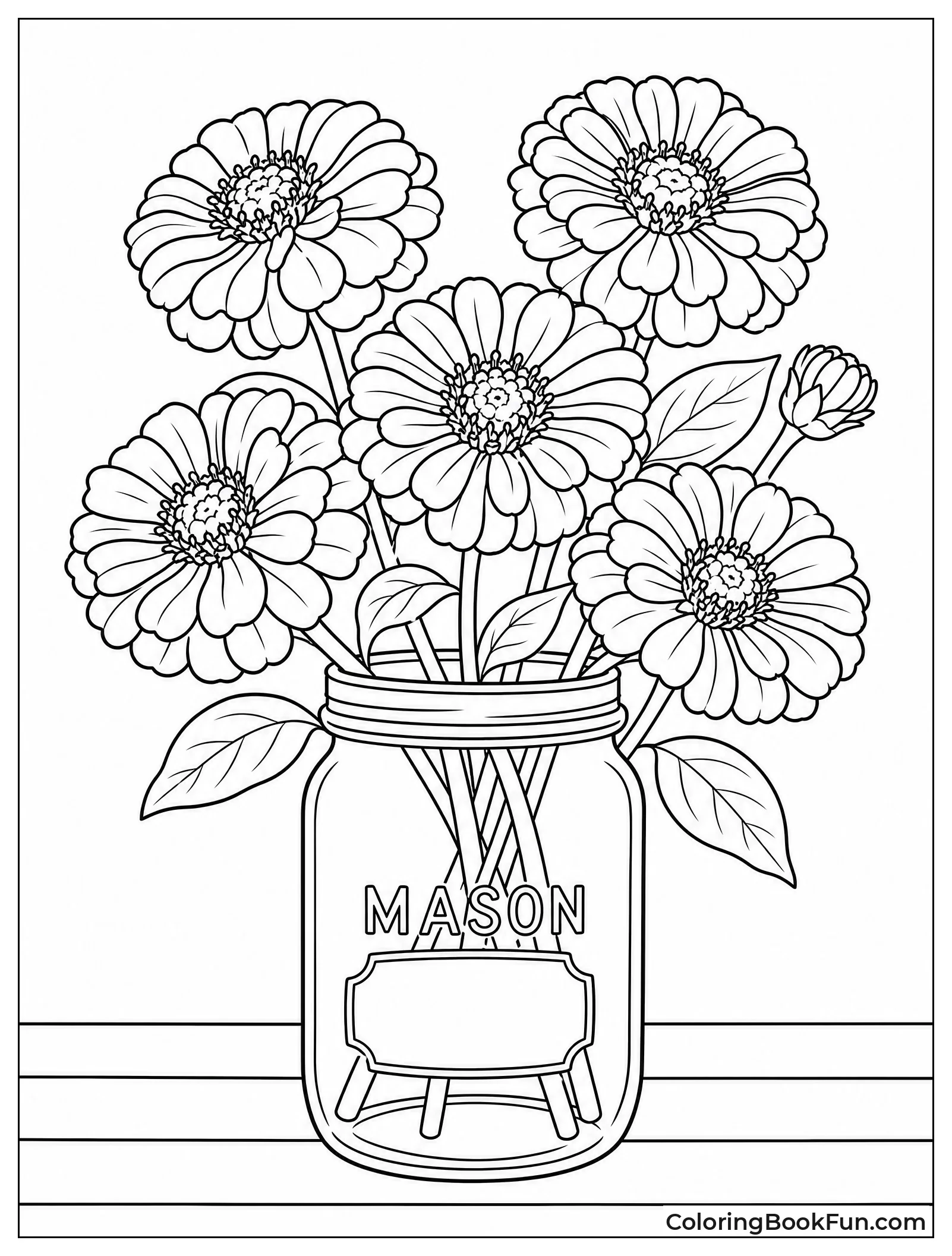 Zinnias Packed in a Jar
