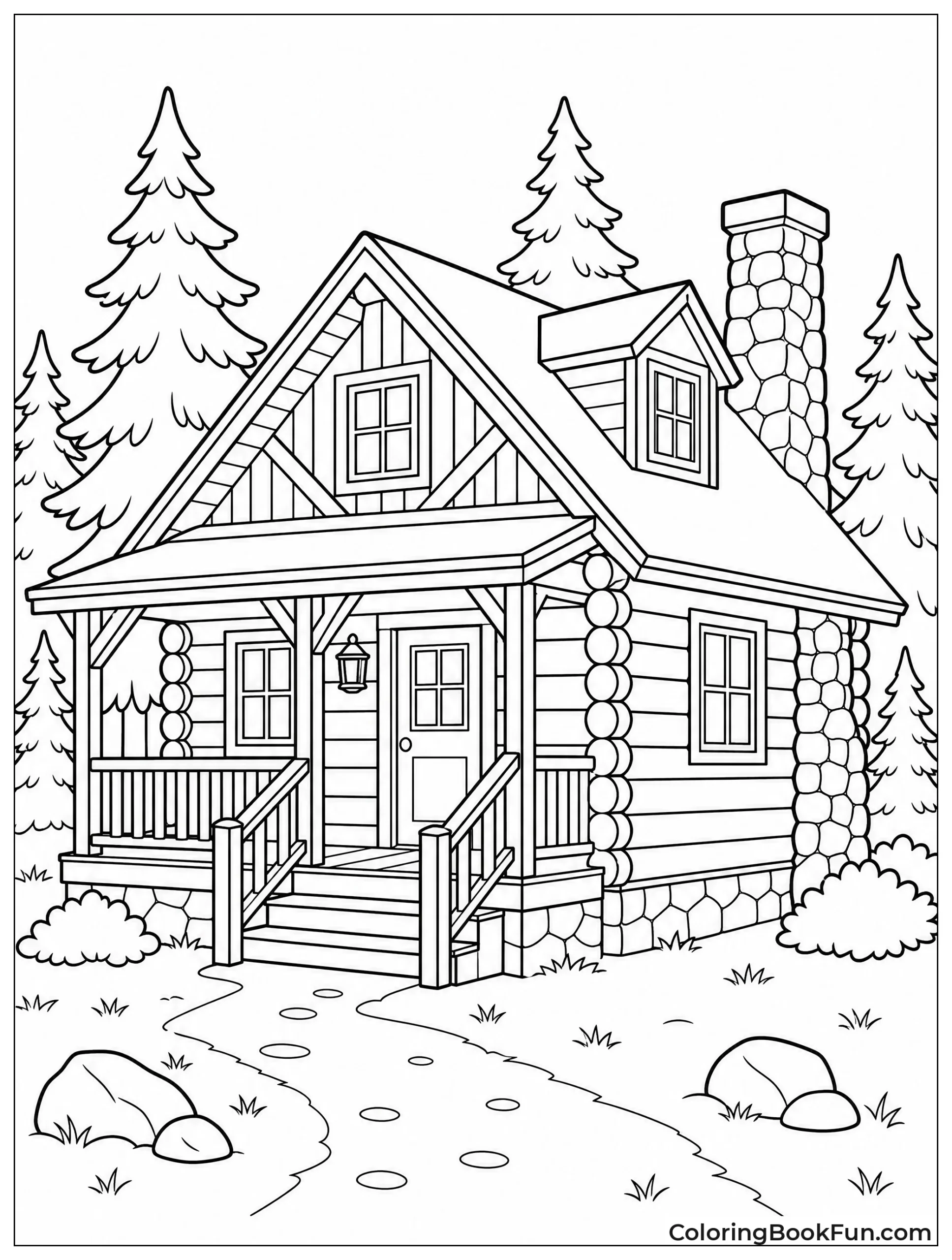 Realistic Cabin in Forest
