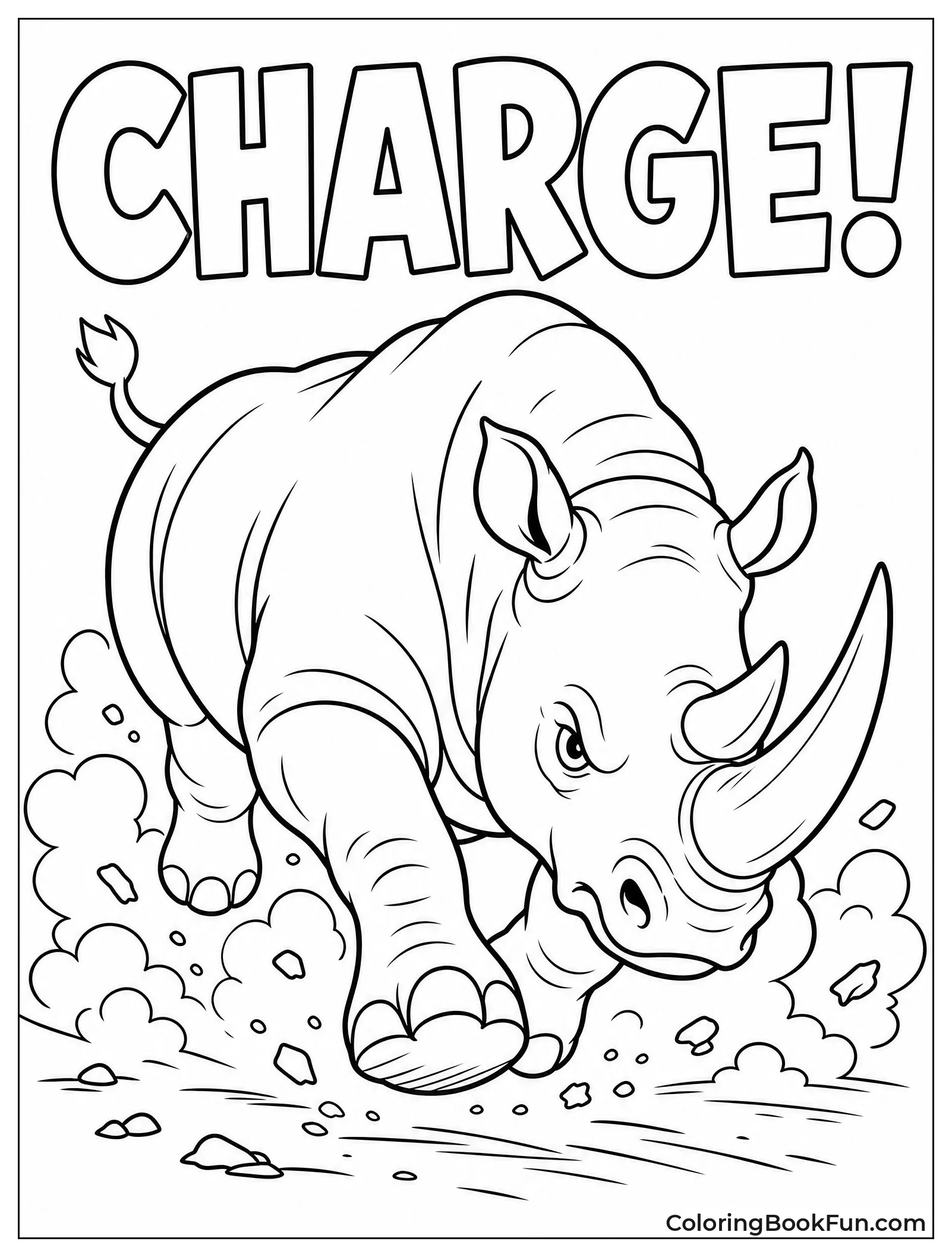 Rhino Charging Through Dust