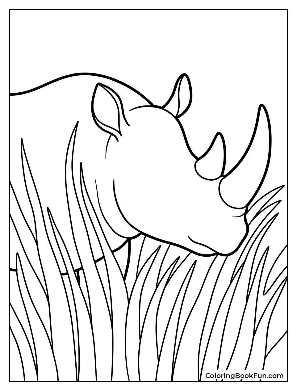 Rhino Hidden in Tall Grass
