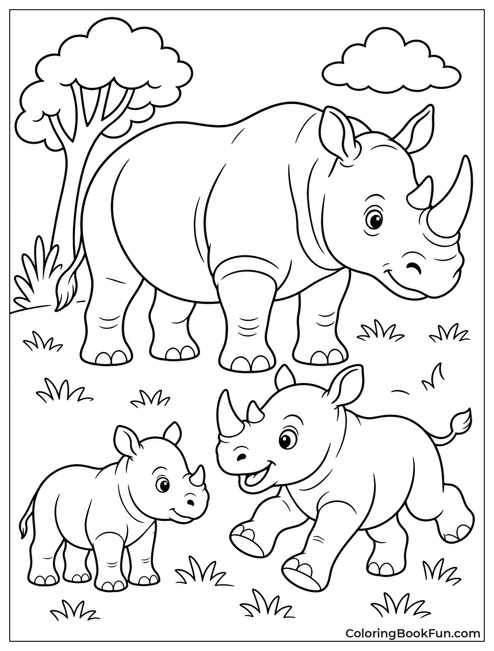 Rhinos Showing Different Life Stages