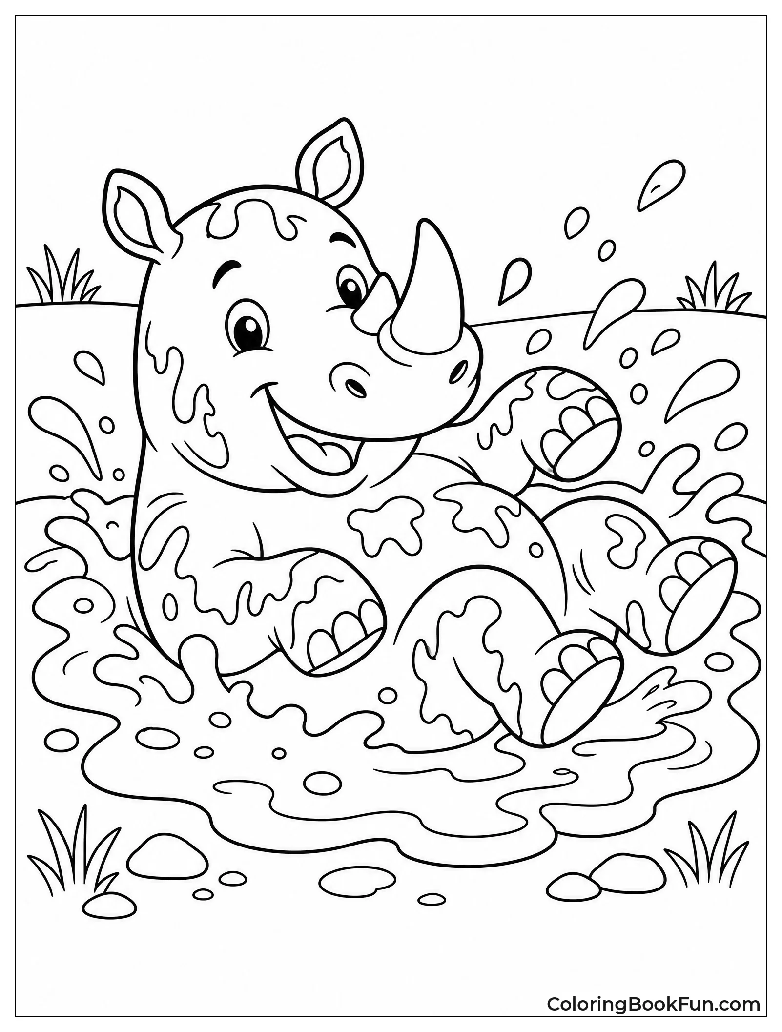 Rhino Rolling in Mud