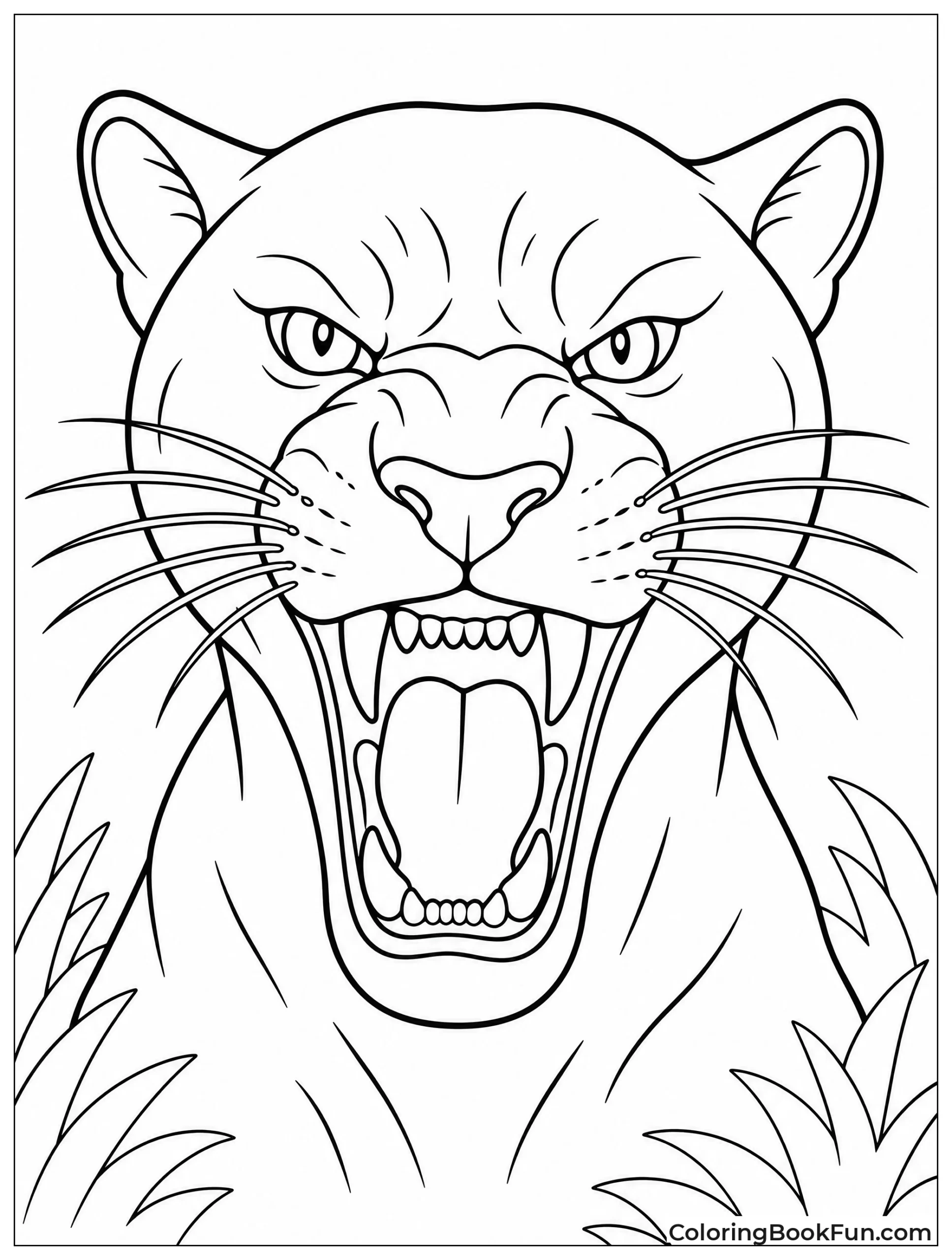 Panther Roaring with Mouth Open