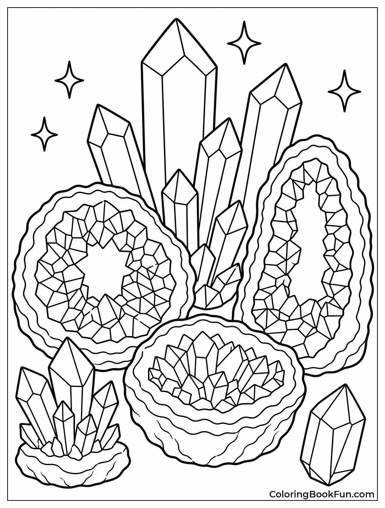 Crystals Growing in Natural Geodes