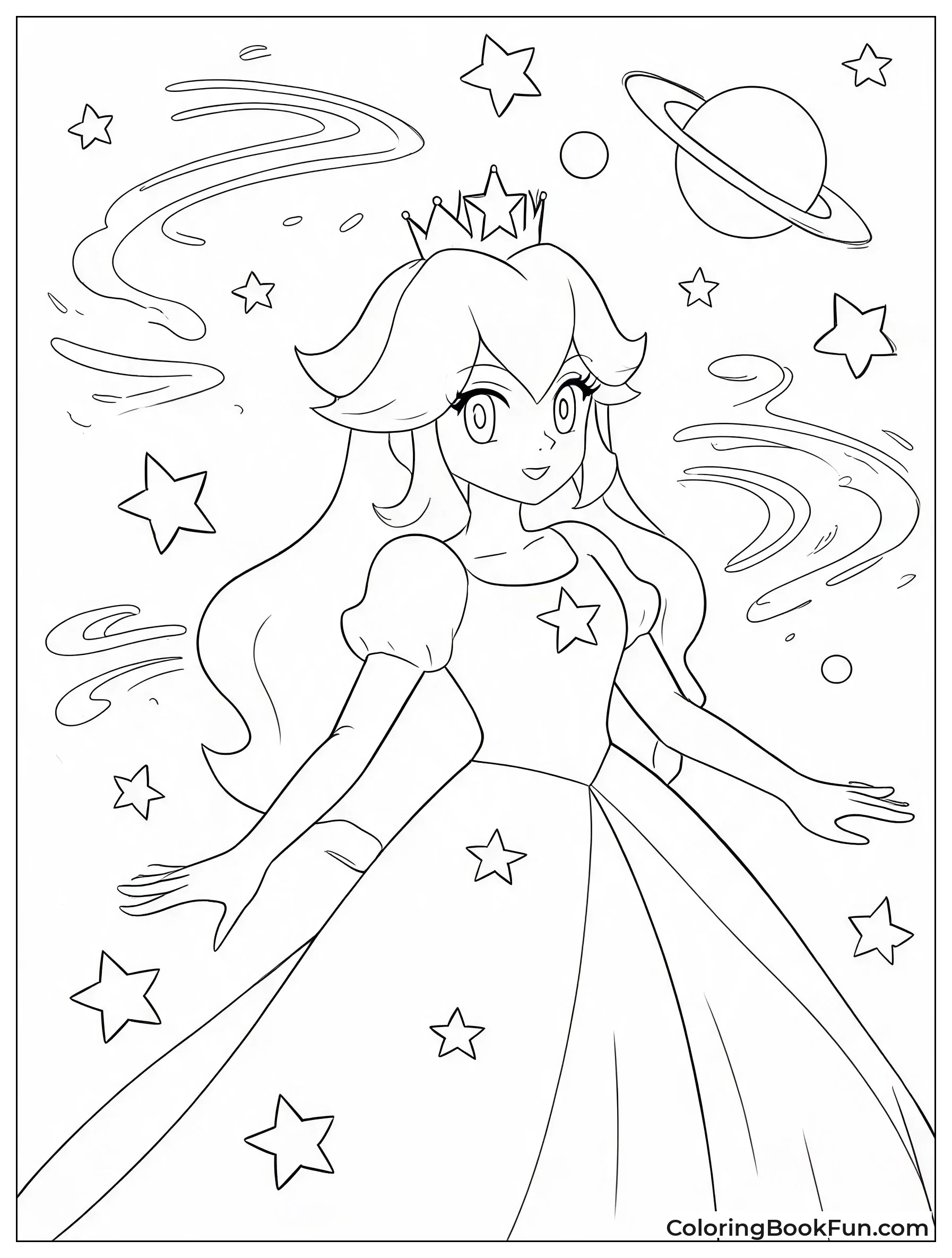 Rosalina Surrounded by Stars and Comets
