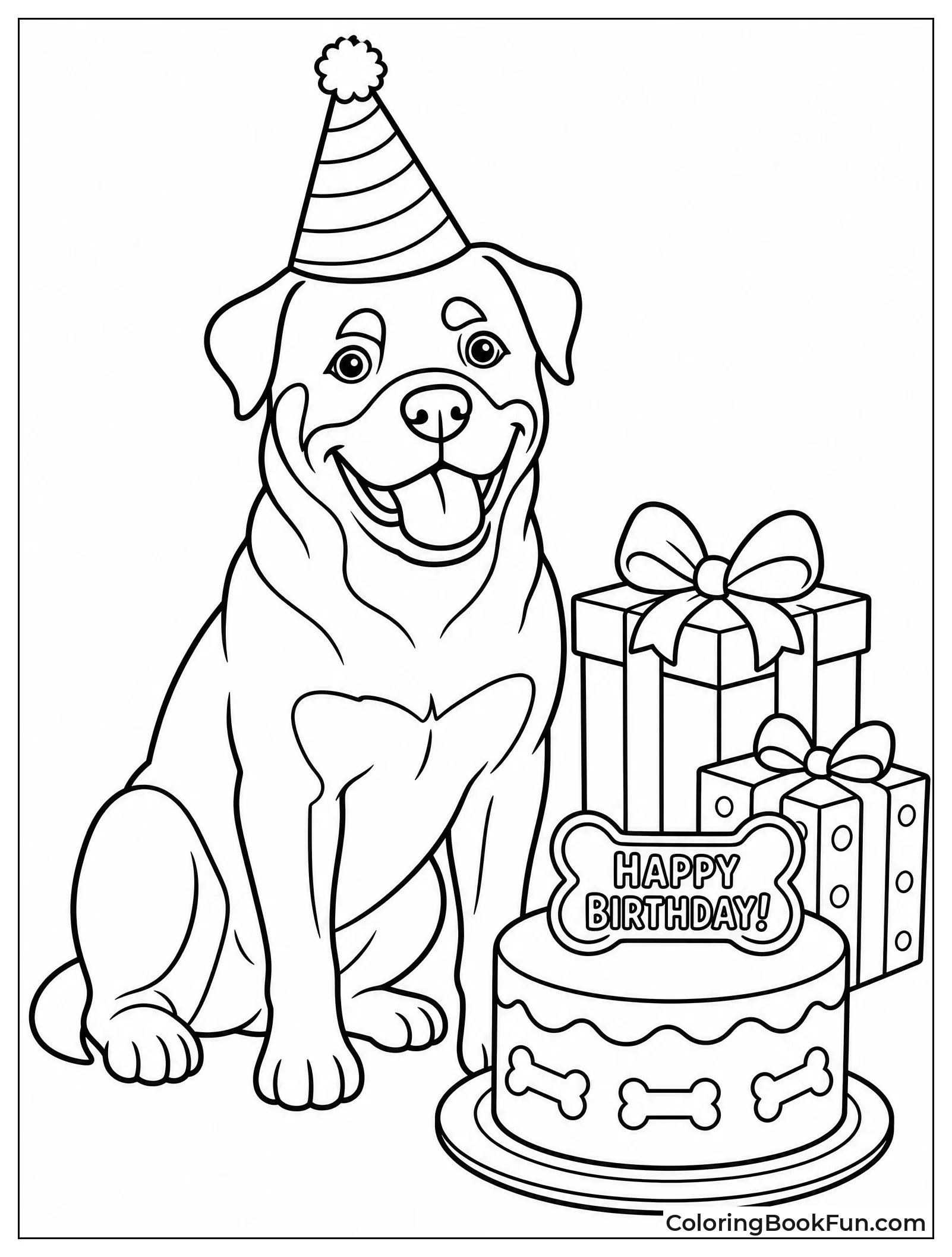 Rottweiler Wearing Party Hat at Birthday