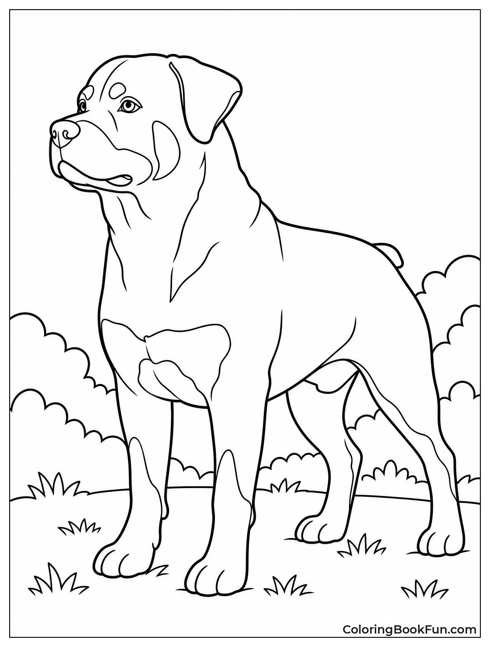 Minimalist Rottweiler Profile in Single Line