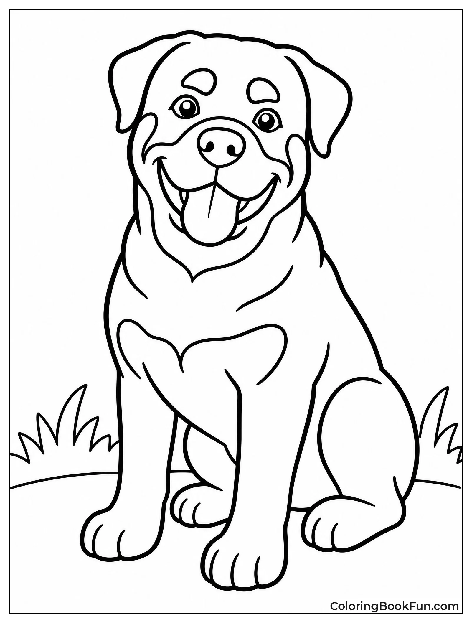 Simple Outline of Sitting Rottweiler