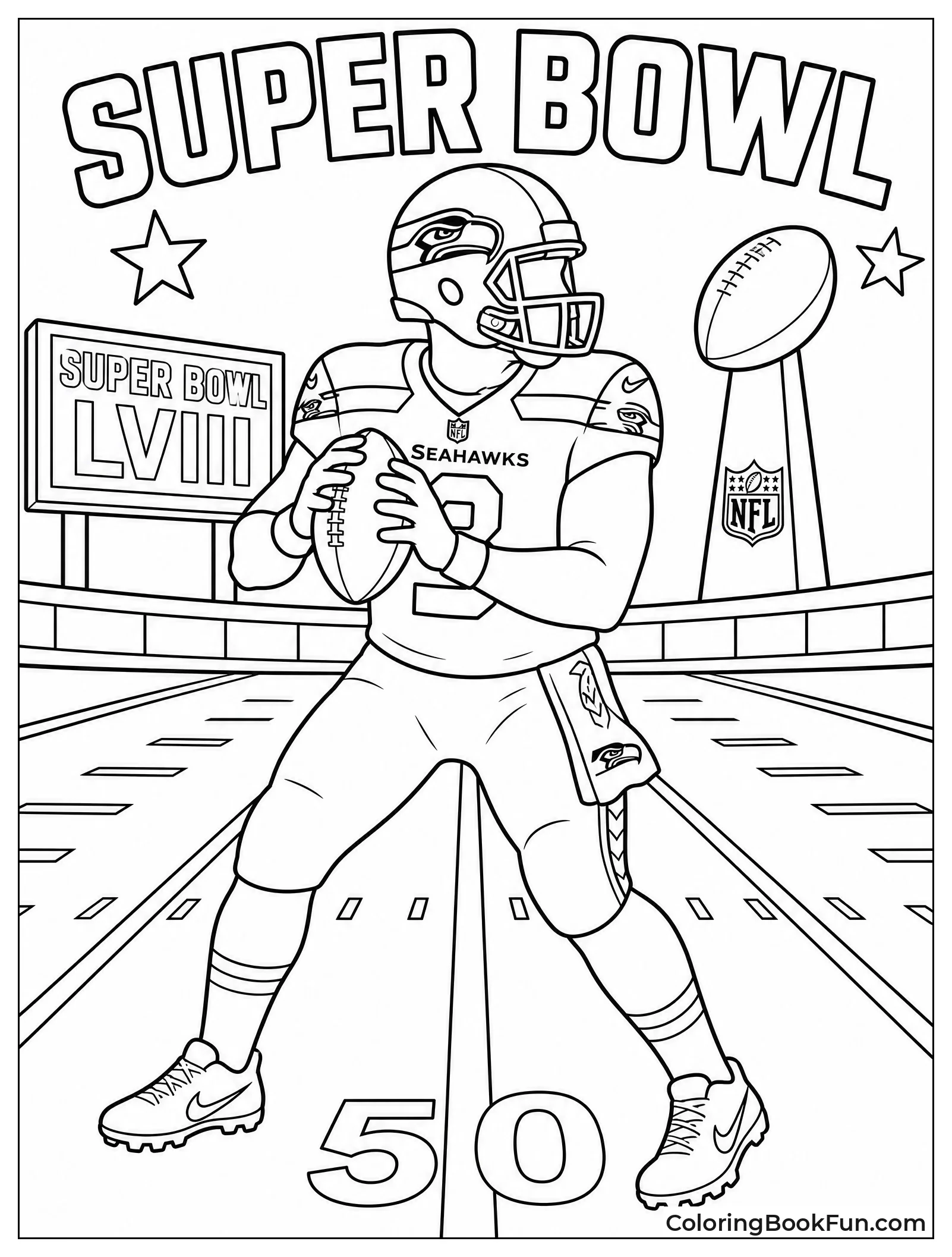 Seahawks Player Holds Football on Field