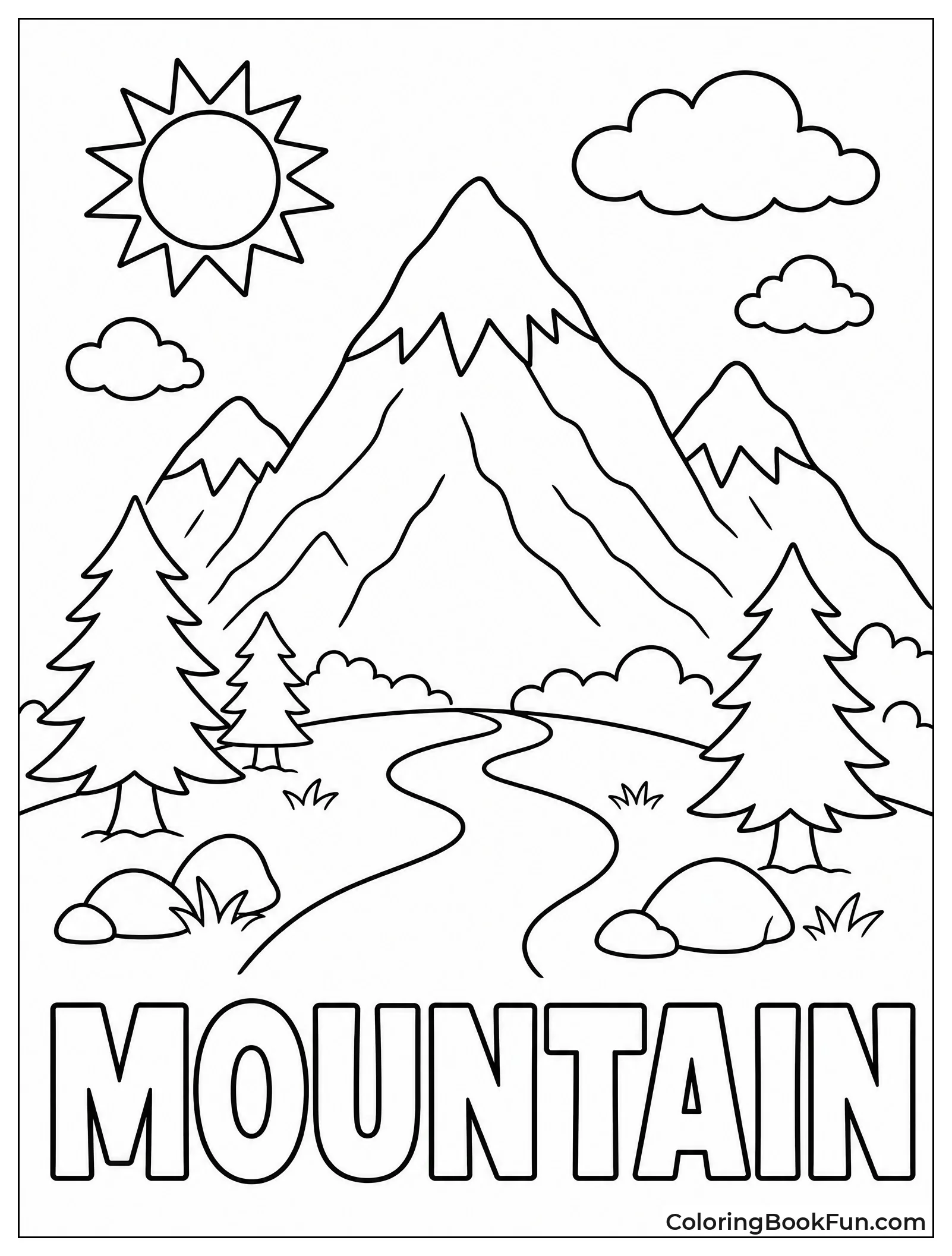 Simple Mountains with Sun