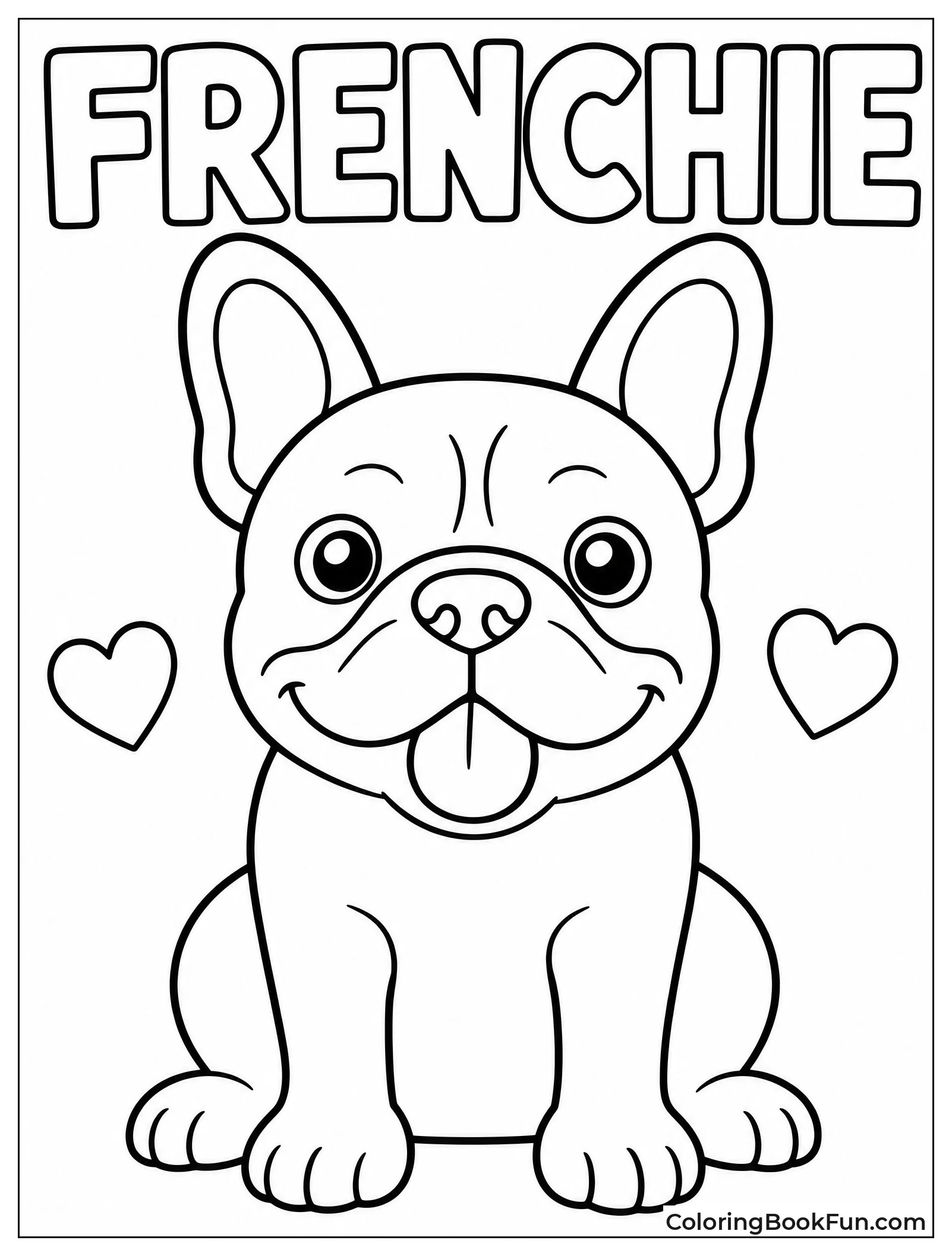 Simple French Bulldog Outline for Kids