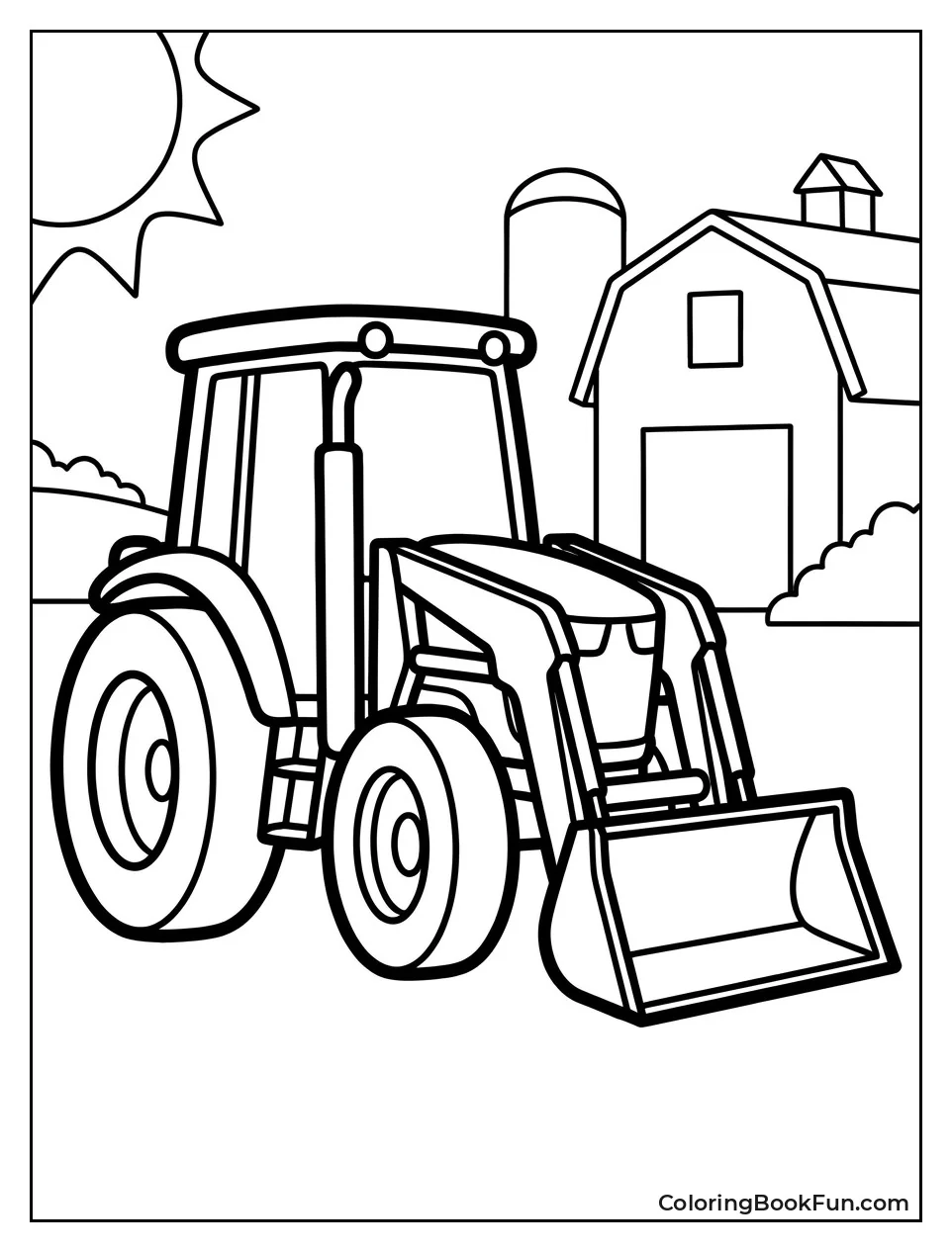 Simple Outline of Green Tractor