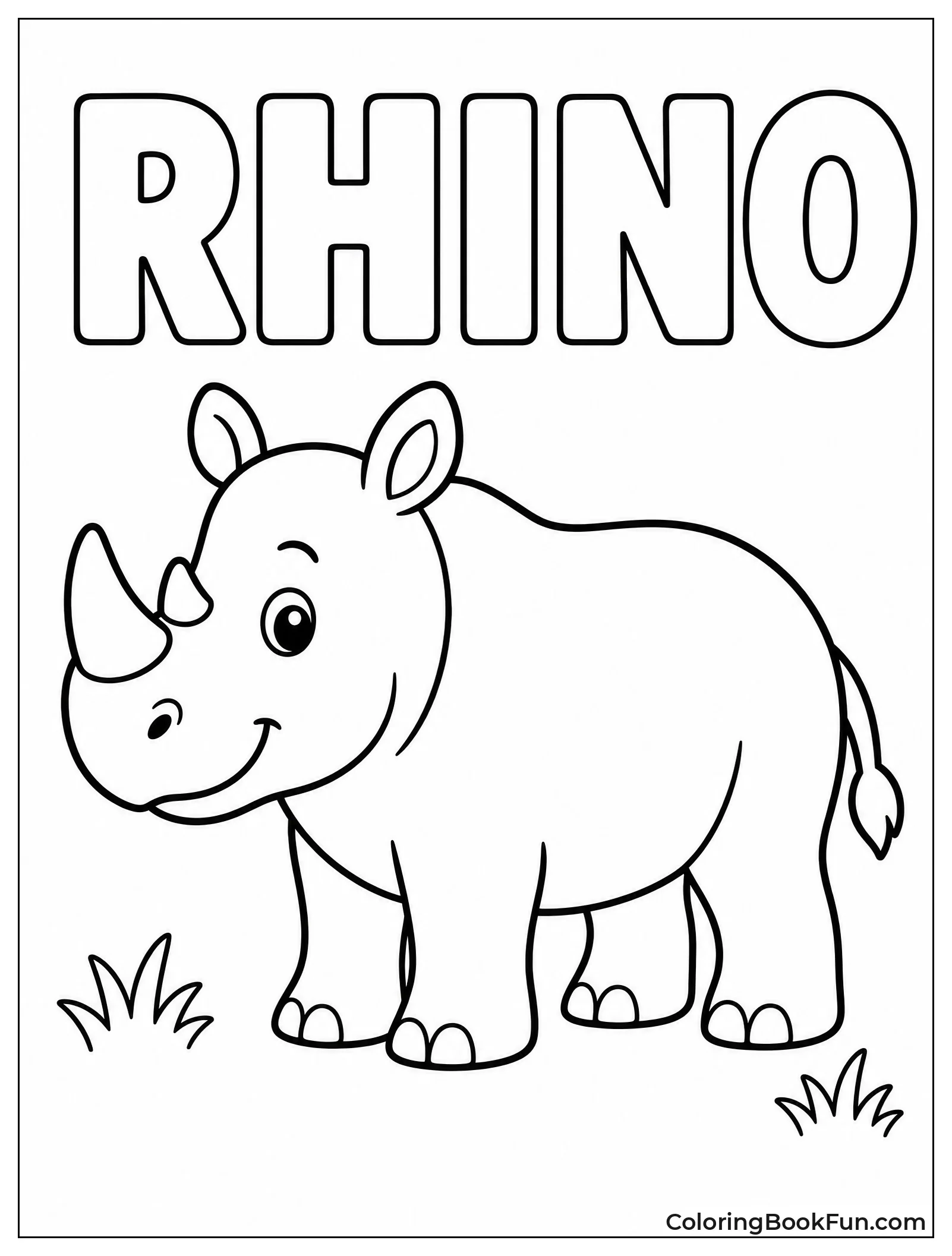 Simple Smiling Rhino for Kids