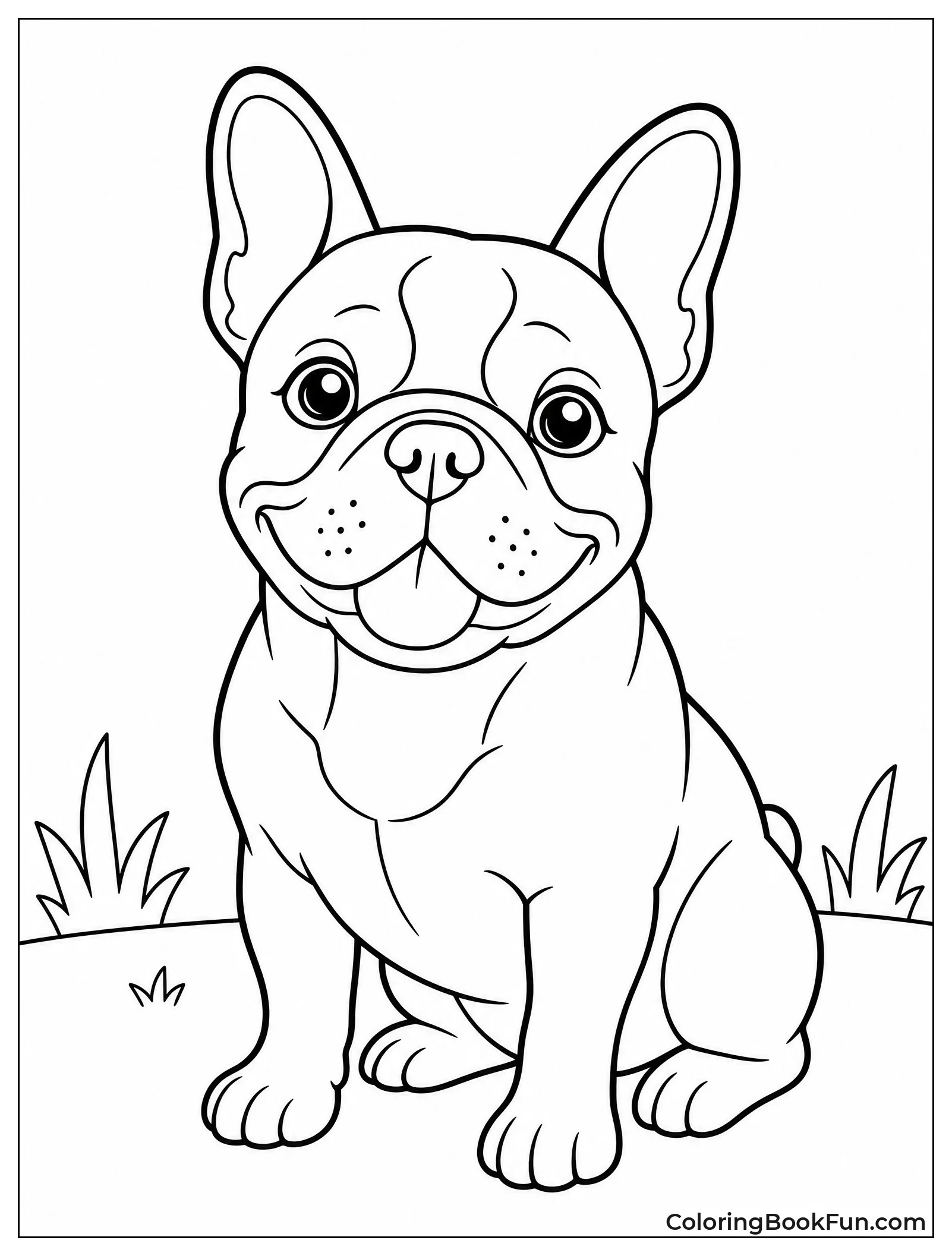 French Bulldog Sits Upright Alert