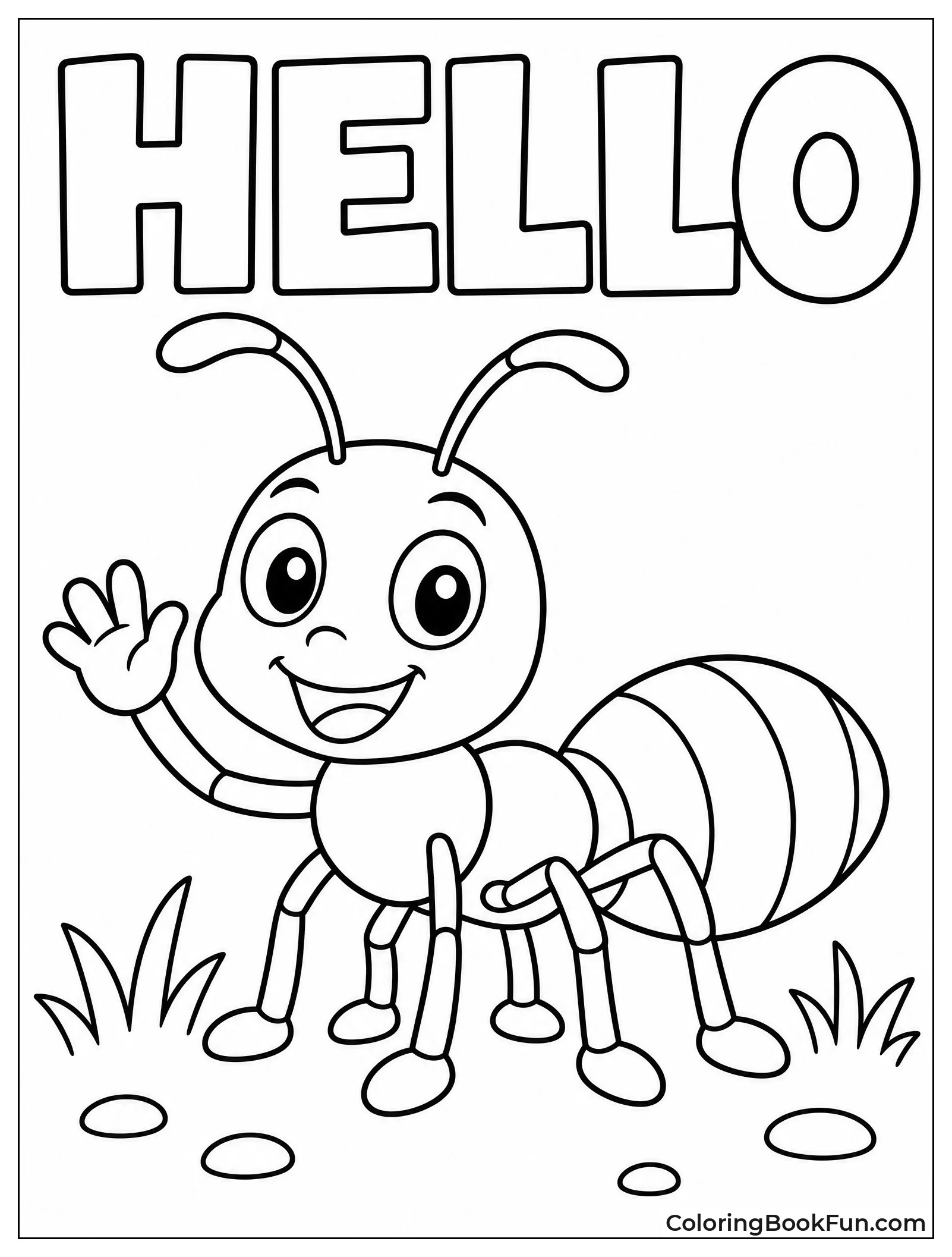 Happy Ant Smiles and Waves